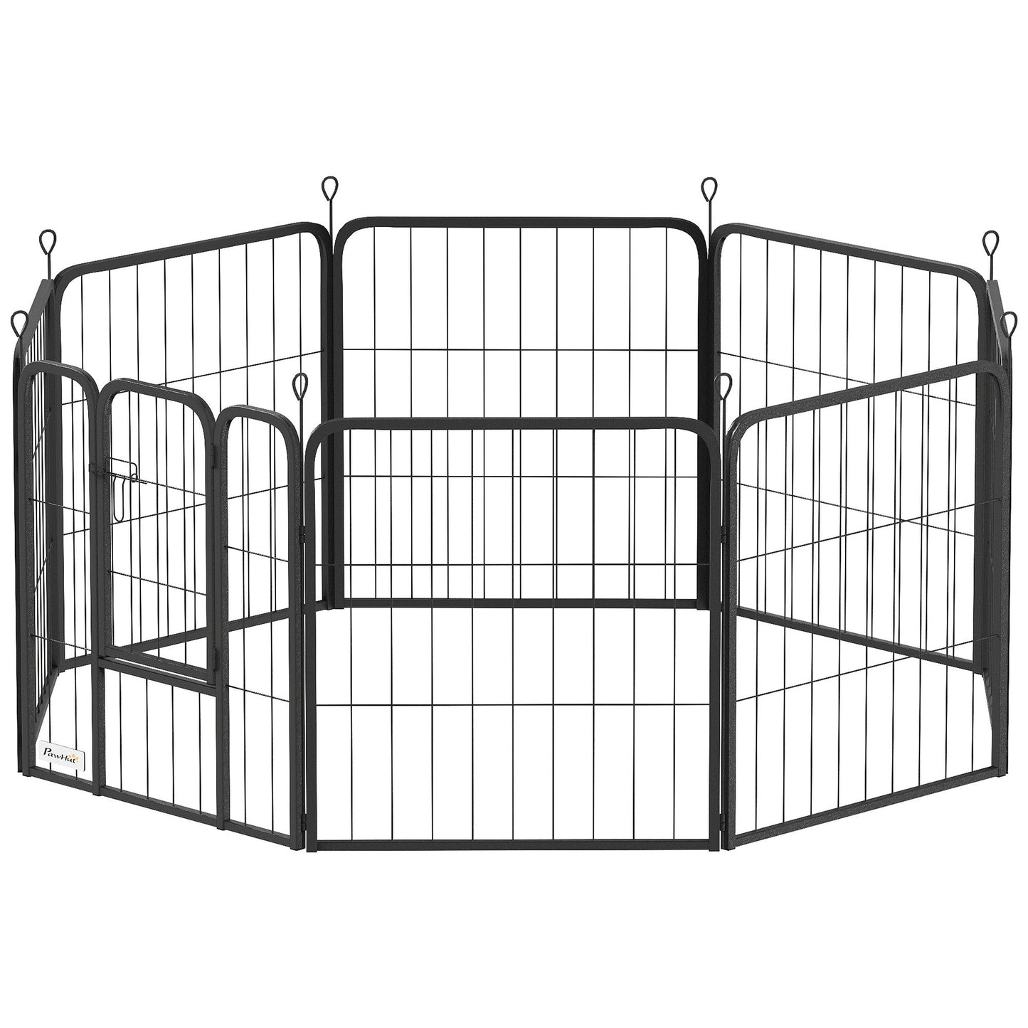Dog Pen, 8 Panel Puppy Pen, Steel Dog Playpen, for Small Breeds, 60cm Tall, Black