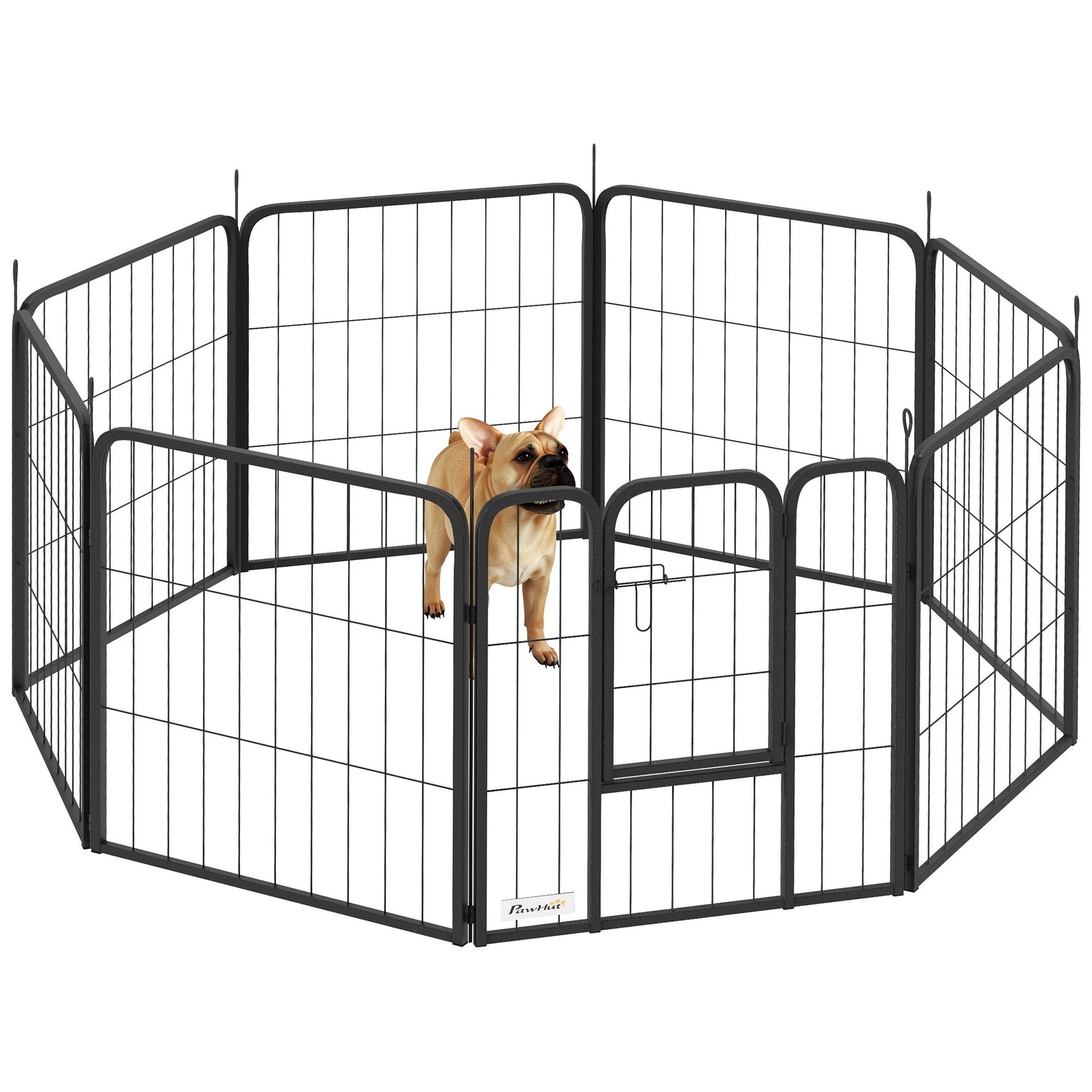 Dog Pen, 8 Panel Puppy Pen, Steel Dog Playpen, for Small Breeds, 60cm Tall, Black