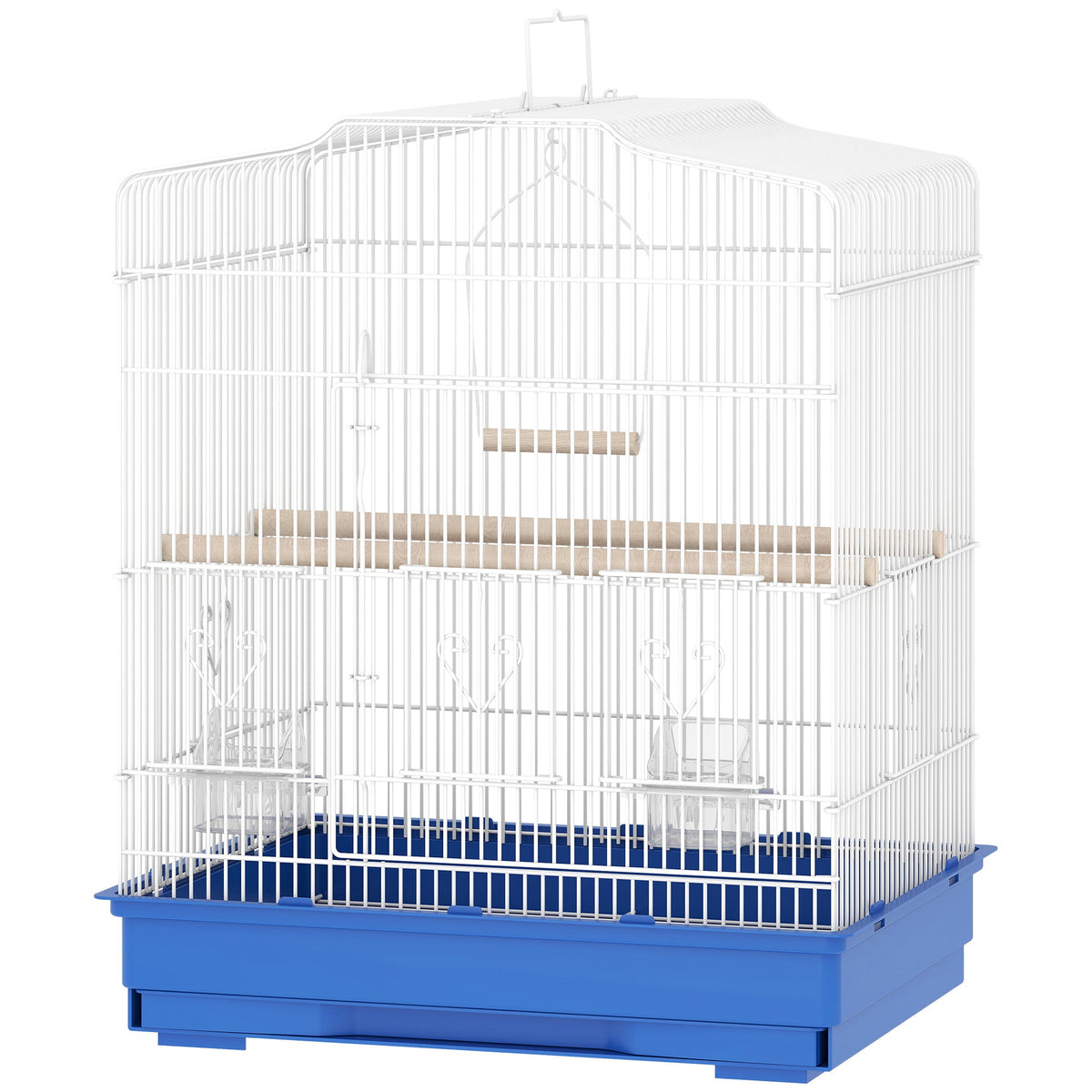 Bird Cage with Perches, Food Bowls, Swing, Parrot Cage for Budgie, Parakeet, Small Bird, 46.5 x 36 x 59cm, Blue