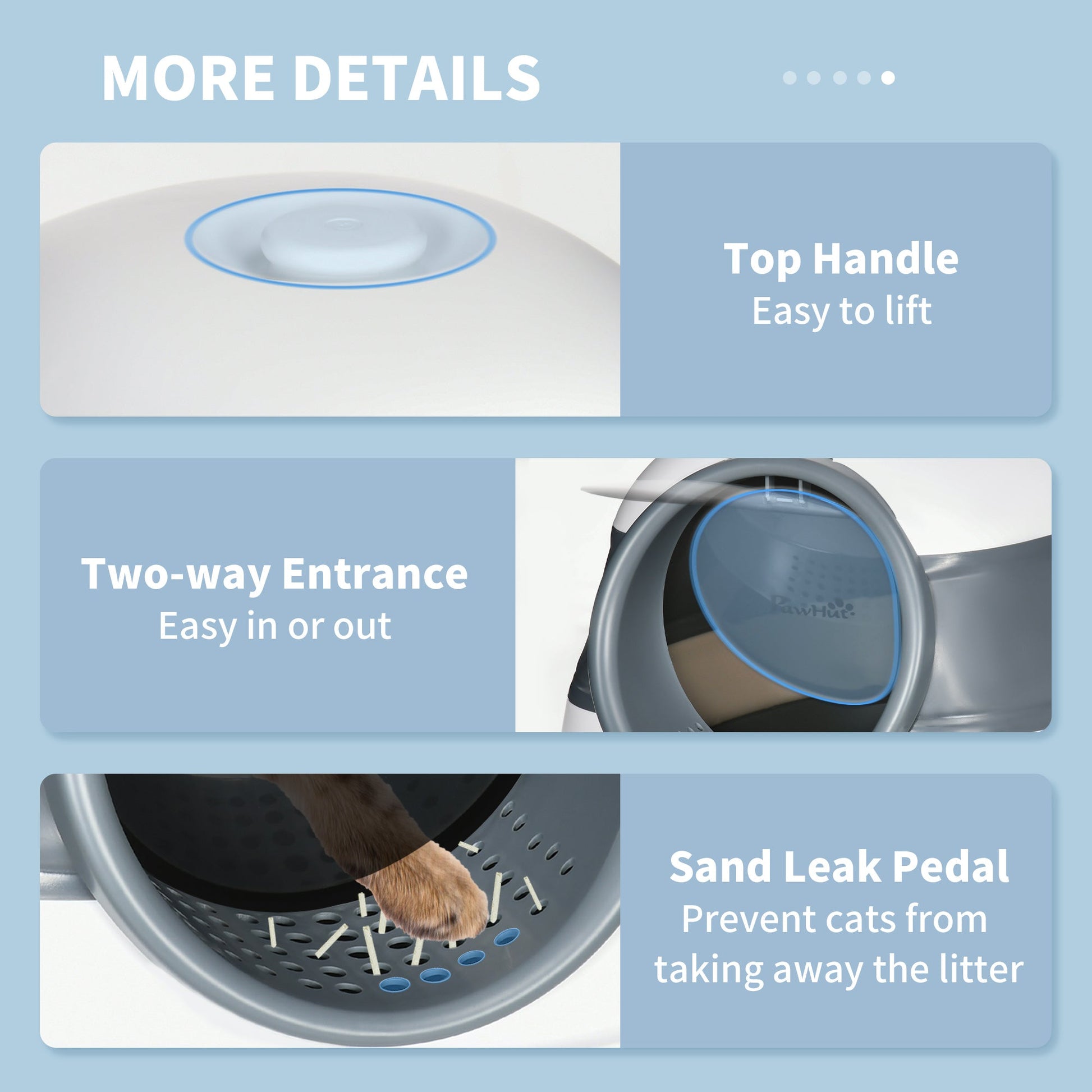 Foldable Cat Litter Box with Lid, Hooded Cat Litter Tray with High Sides, Air Freshener, Large Two-Way Entrance, Scoop, White