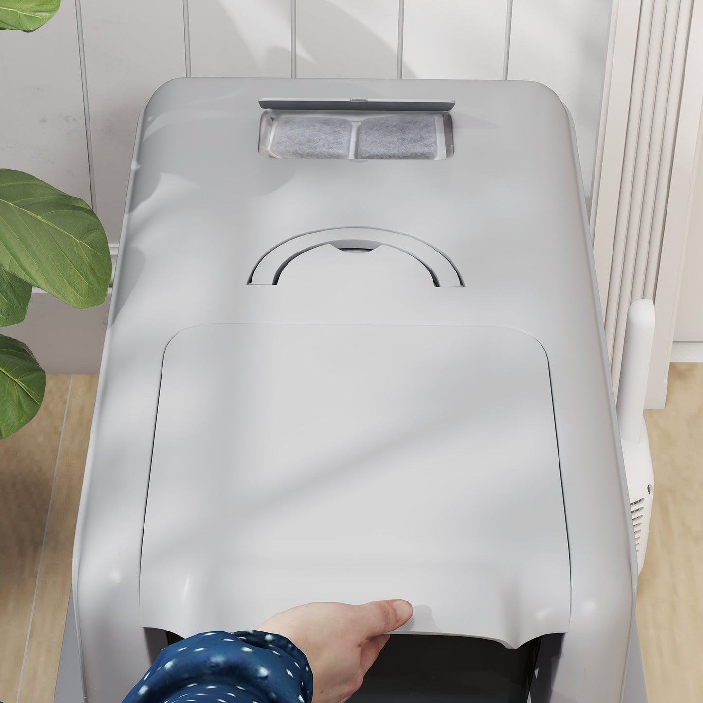 Stainless Steel Cat Litter Box, Extra Large Metal Cat Litter Tray with Lid, Scoop, Filter Bags, Grey