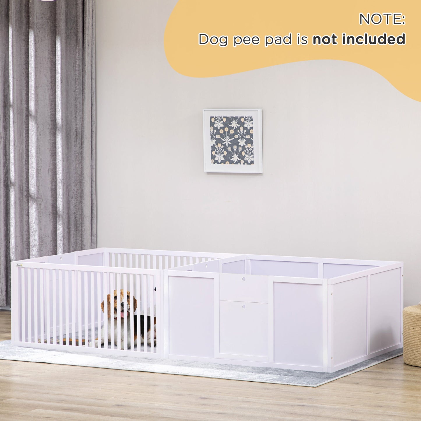 Whelping Box for Dogs, 2m x 1m Whelping Pen for Indoors, Pet Playpen with Three Doors, Two-Room Design