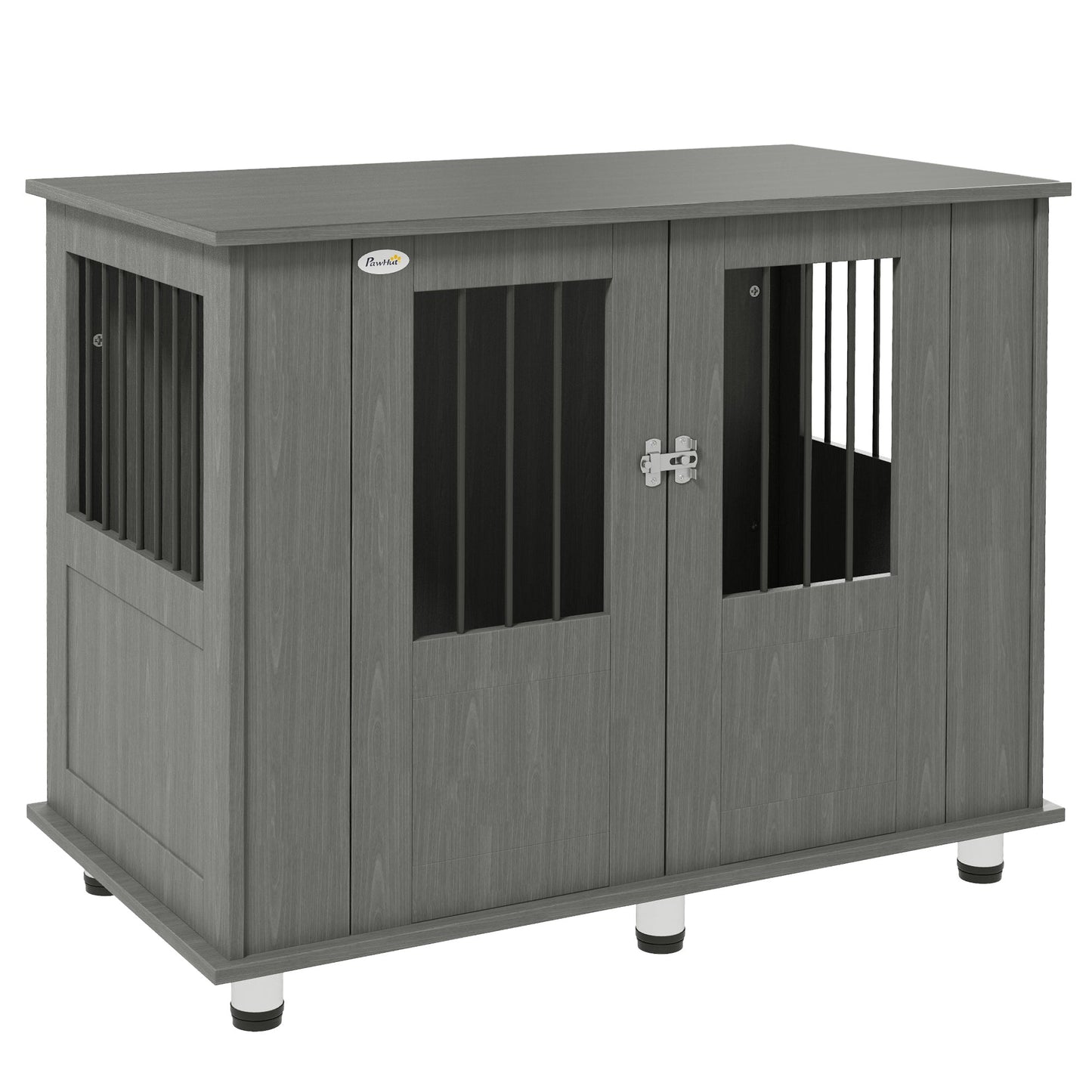 Dog Crate Furniture End Table, Pet Kennel for Medium Large Dogs with Magnetic Door Indoor Animal Cage, Grey, 95 x 55 x 75 cm