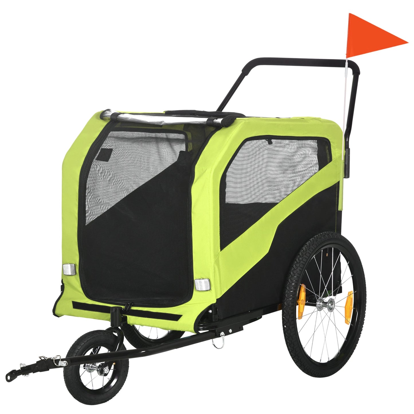 Dog Bike Trailer, 2 in 1 Dog Stroller for Large Dogs with Hitch, Quick-release 20" Wheels, Pet Bicycle Cart Trolley Carrier for Travel, Green
