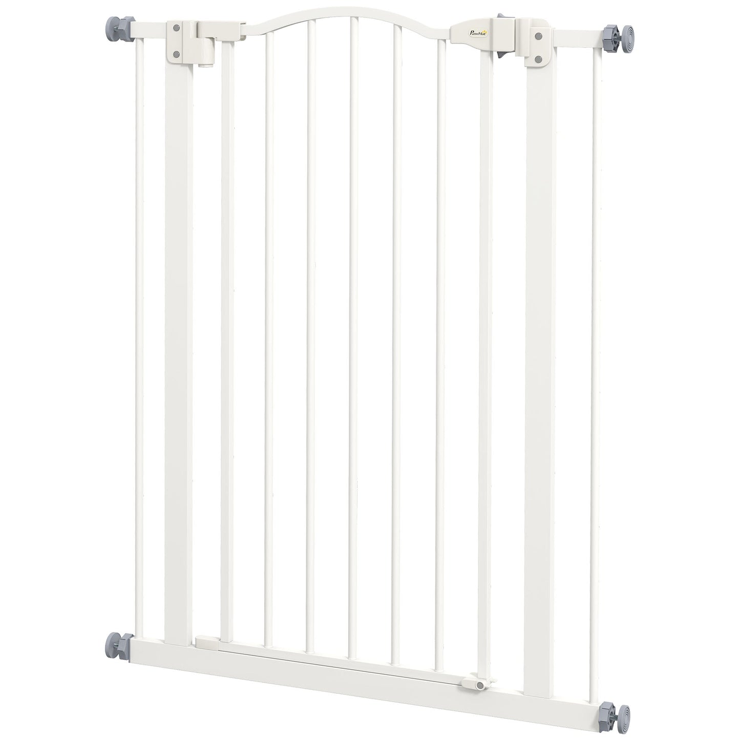 Pressure Fit Dog Stair Gate No Drilling Safety Gate Auto Close for Doorways, Hallways, 74-80cm Adjustable, 94cm Tall, White