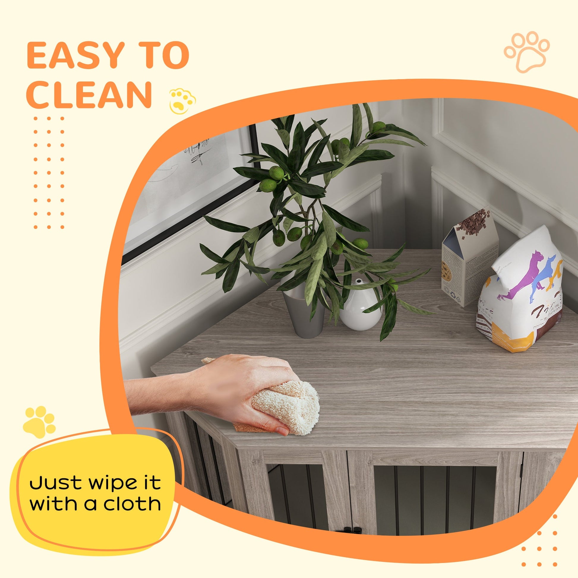 2 in 1 Dog Crate Furniture, Side Table Dog Kennel with Cushion, Large Door, for Large Dogs - Walnut Brown