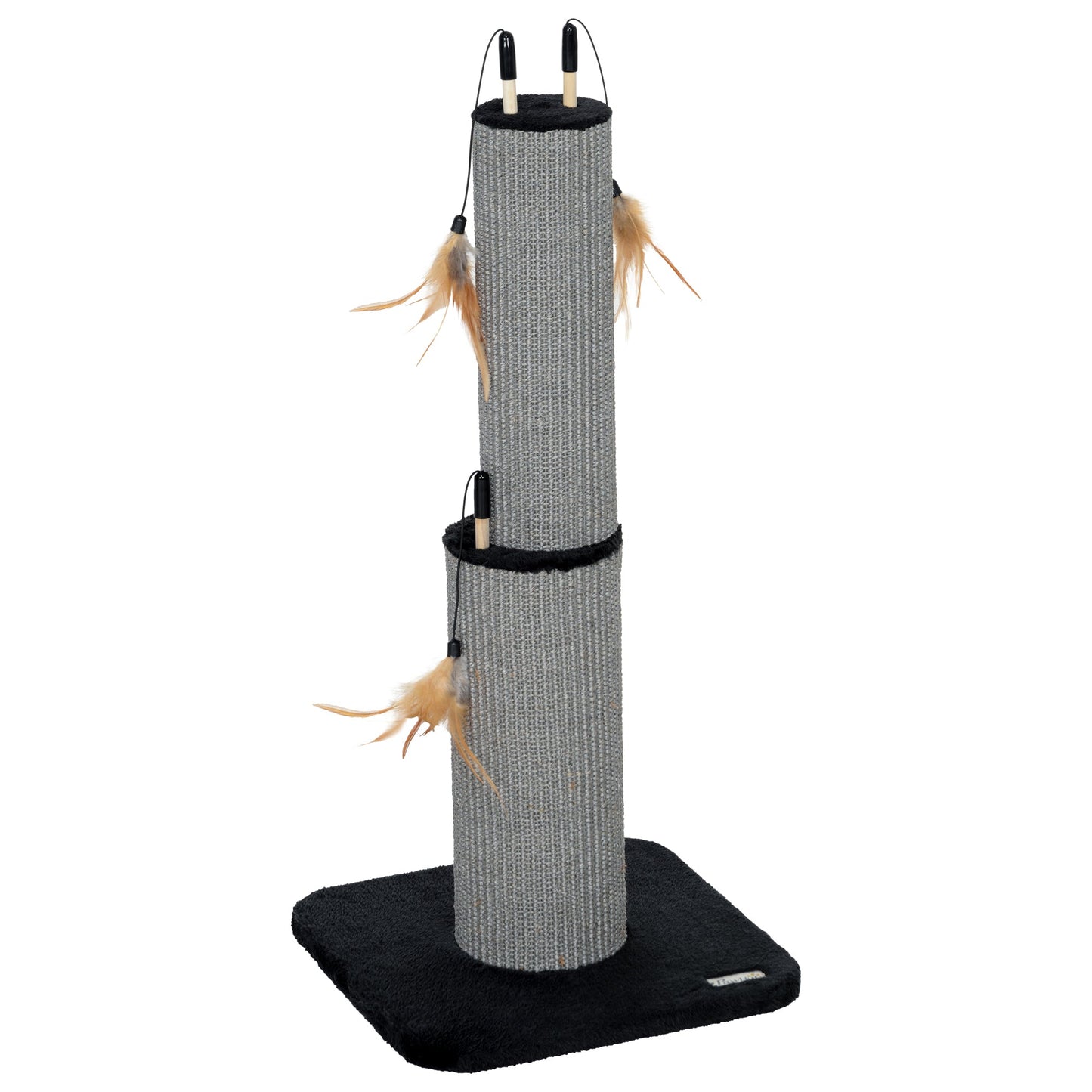 2 in 1 Cat Scratching Post, 78cm Tall Cat Scratch Post with 3 Toy Feathers, Cat Scratcher Post for Indoor Cats and Kittens, Black