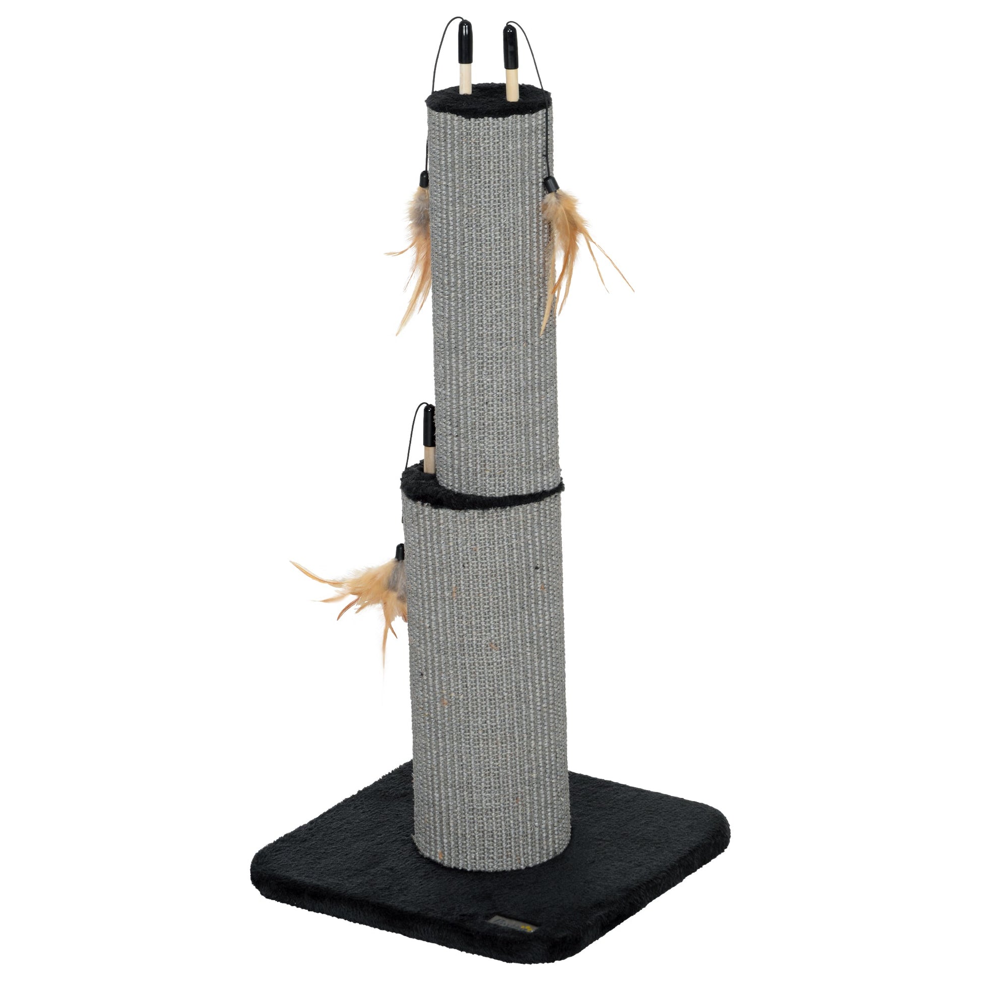 2 in 1 Cat Scratching Post, 78cm Tall Cat Scratch Post with 3 Toy Feathers, Cat Scratcher Post for Indoor Cats and Kittens, Black