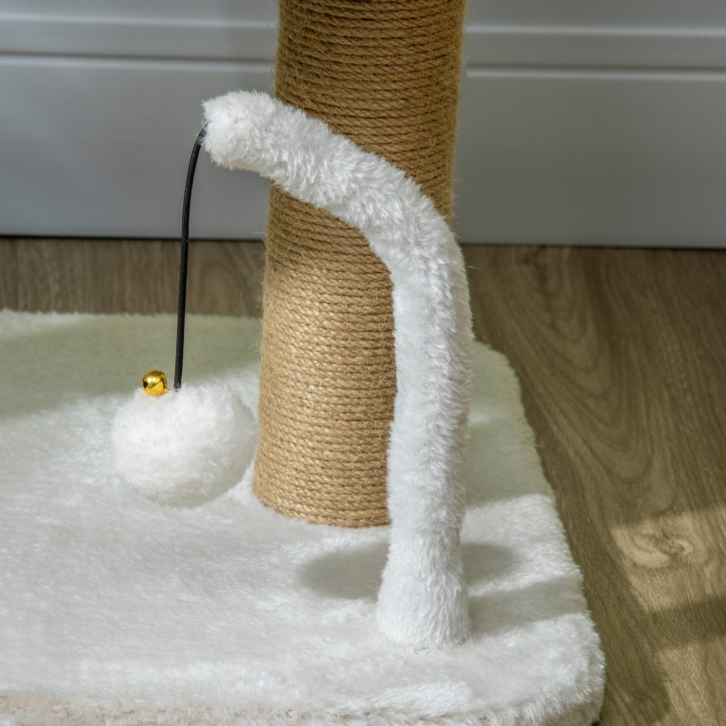 Cat Scratching Post Cat Tree Tower With Bed for Indoor Cats Scratcher Toy Balls 48 x 38 x 42cm - White