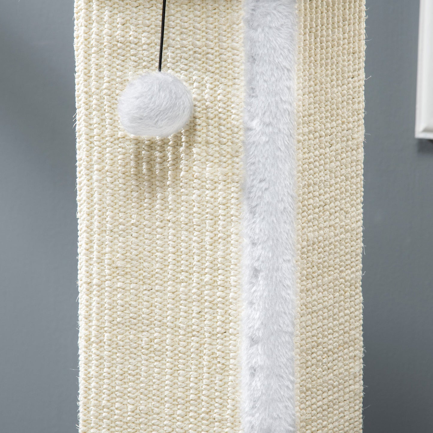 Cat Scratching Post for Indoor Cats, 81cm Cat Scratcher, Vertical Full Scratcher with Natural Sisal Rope, Hanging Ball and Soft Plush, White