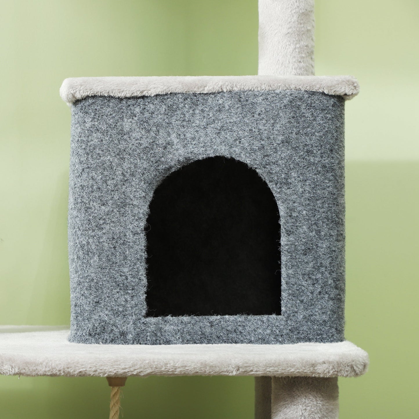 Cat Tree for Indoor Cats, 132cm Cat Tower with Scratching Posts and Pad, Cat Bed, Cat House, Jumping Platform, Grooming Brush, Toy Balls, Anti-Tip Kit, Cat Climbing Frame, Light Grey