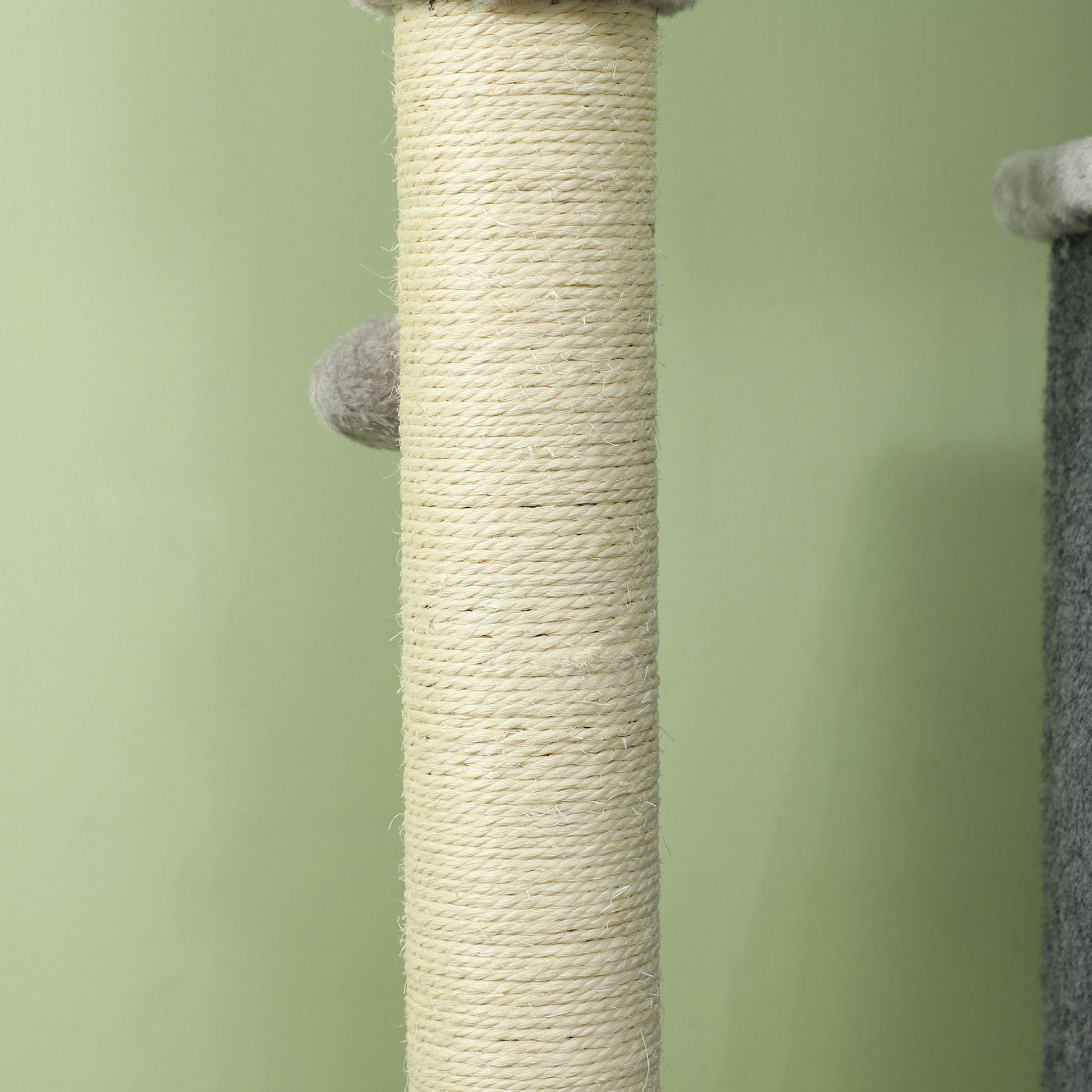 Cat Tree for Indoor Cats, 132cm Cat Tower with Scratching Posts and Pad, Cat Bed, Cat House, Jumping Platform, Grooming Brush, Toy Balls, Anti-Tip Kit, Cat Climbing Frame, Light Grey