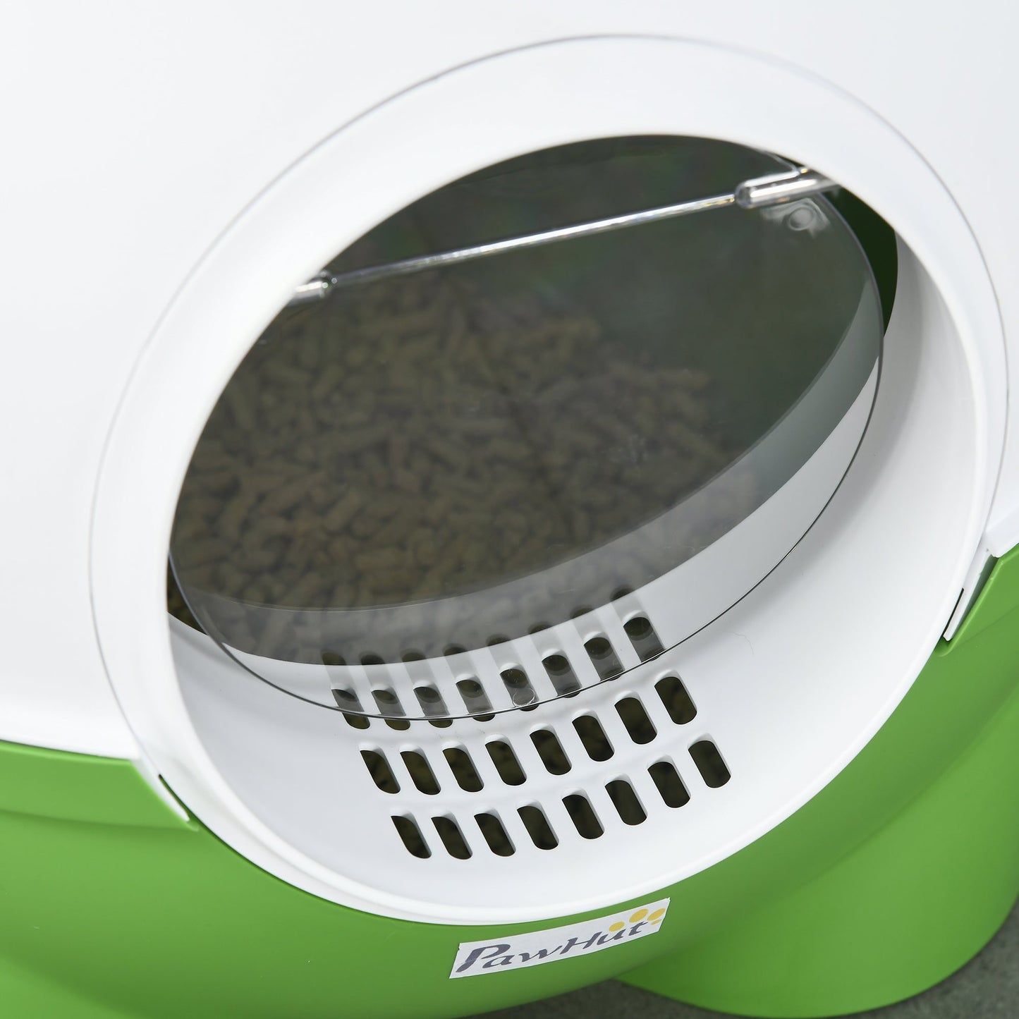 Large Cat Litter Box, Hooded Cat Litter Tray with Lid, Scoop, Top Handle, Front Entrance, 53 x 51 x 48cm - Green