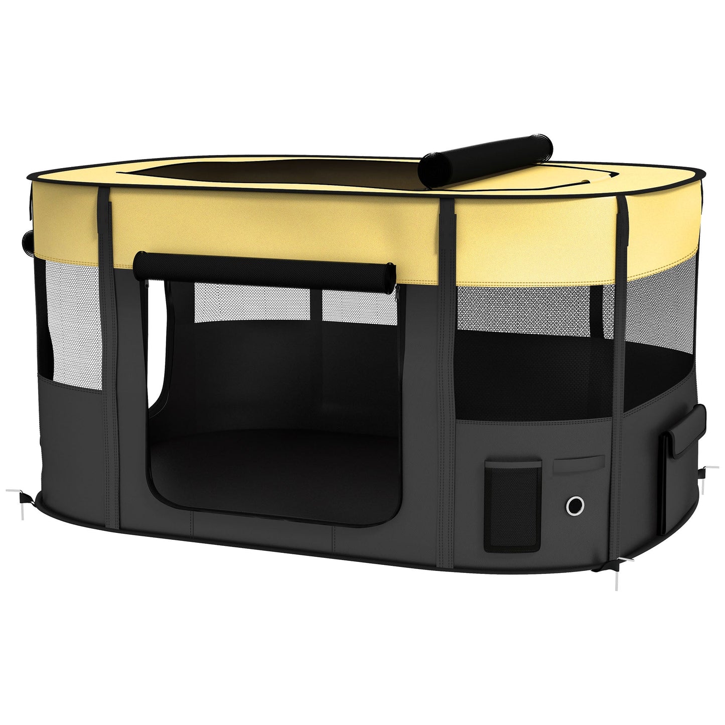 Dog Pen, Pet Playpen, Portable Foldable Dog Cat Playpen Soft Pet Cage with Storage Bag for Puppies, Rabbits, Kittens, Guinea Pigs, 114 x 89 x 59cm - Yellow