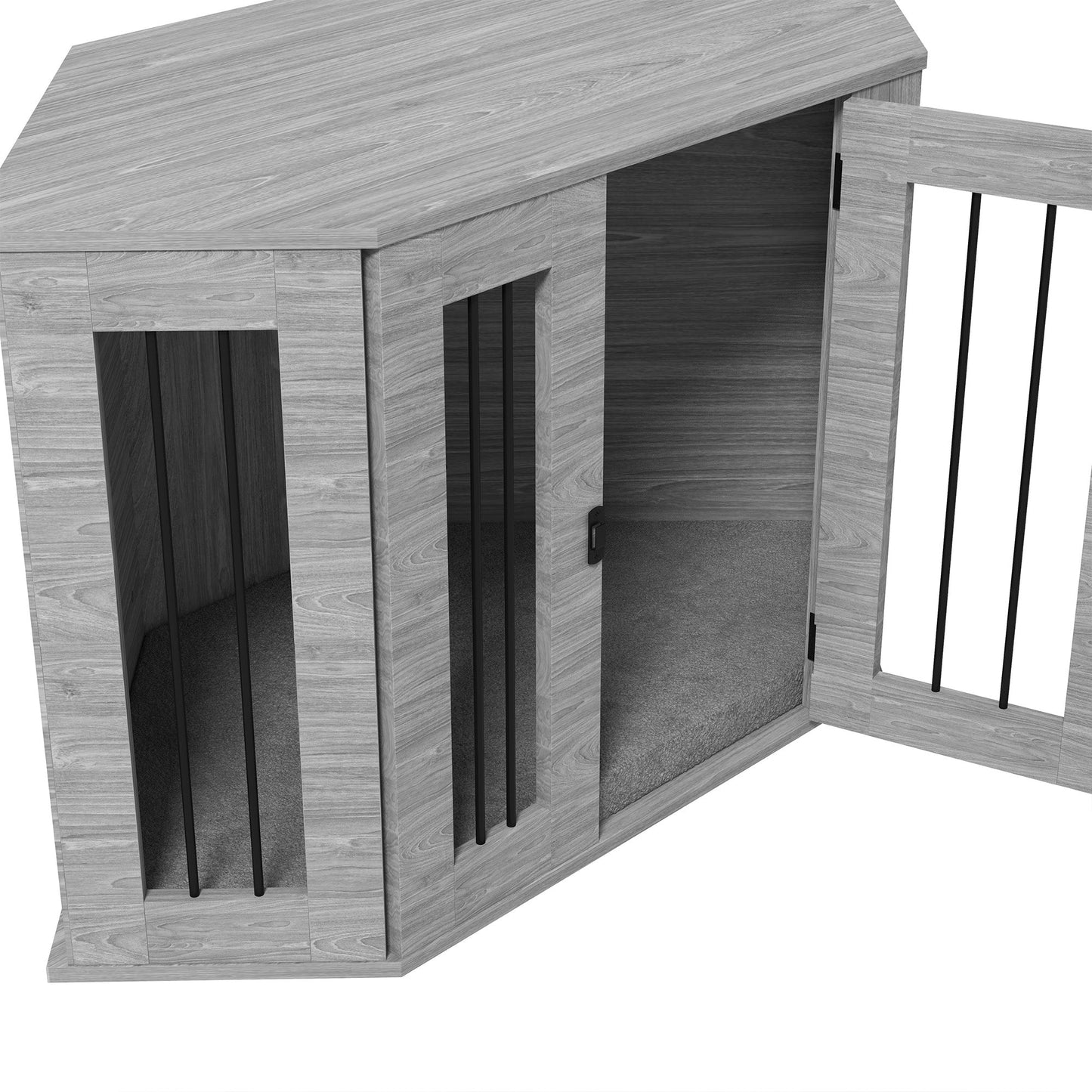 2 in 1 Dog Crate Furniture, Side Table Dog Kennel with Cushion, Large Door, for Medium Dogs - Grey