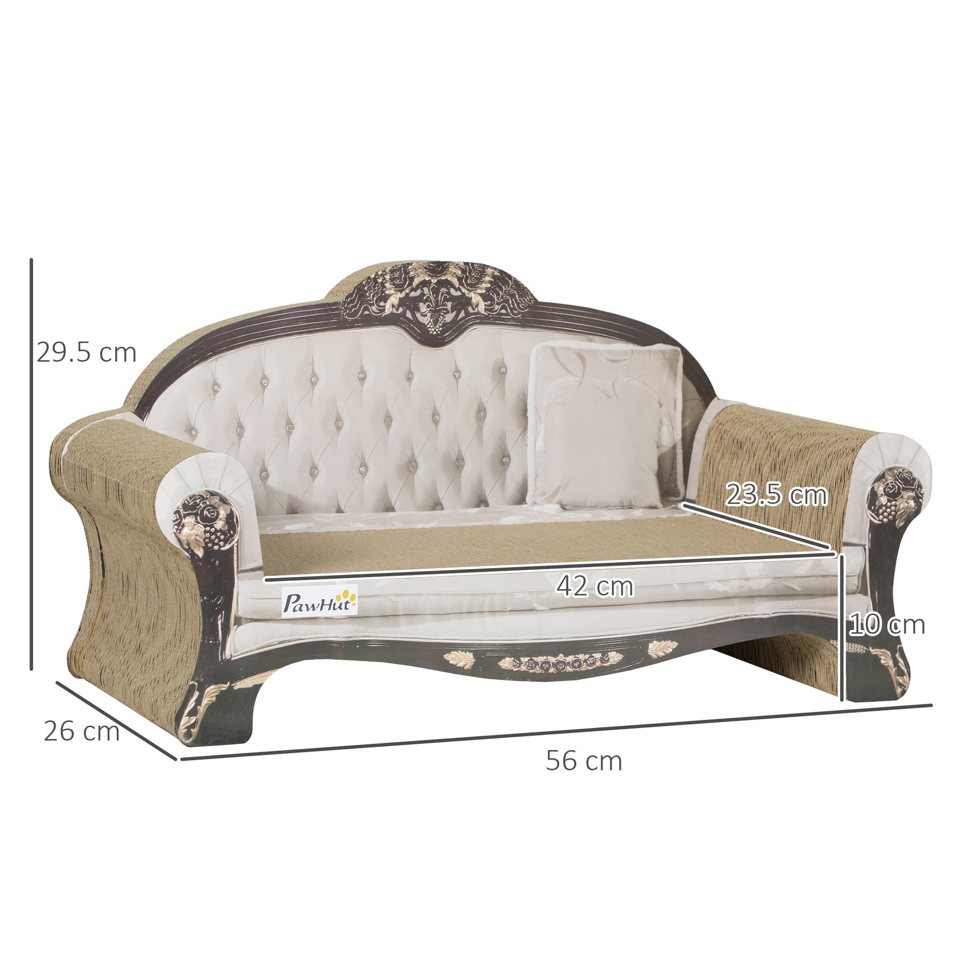 2-in-1 Cat Scratcher, Cat Scratching Board with Organic Catnip, Cardboard Lounge for Indoor Cats, 29.5 x 56 x 26cm, Brown