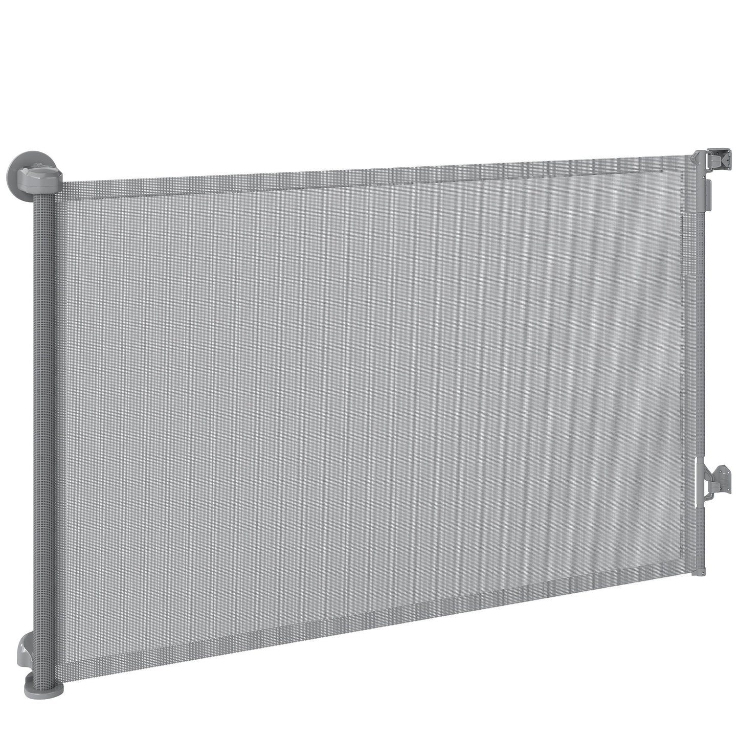 Retractable Stair Gate for Dogs, Pet Gate, Extends to 140 cm Wide & 93 cm Tall, One Handed Operation, for Stairs, Hallways, Doorways, Indoor and Outdoor, Grey
