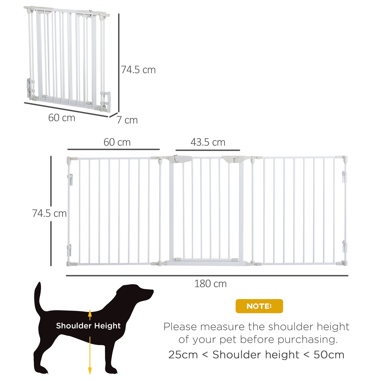 Pet Safety Gate, 3 Panels Playpen Fireplace, Metal Fence, Stair Barrier, Room Divider w/ Walk-Through Door - White