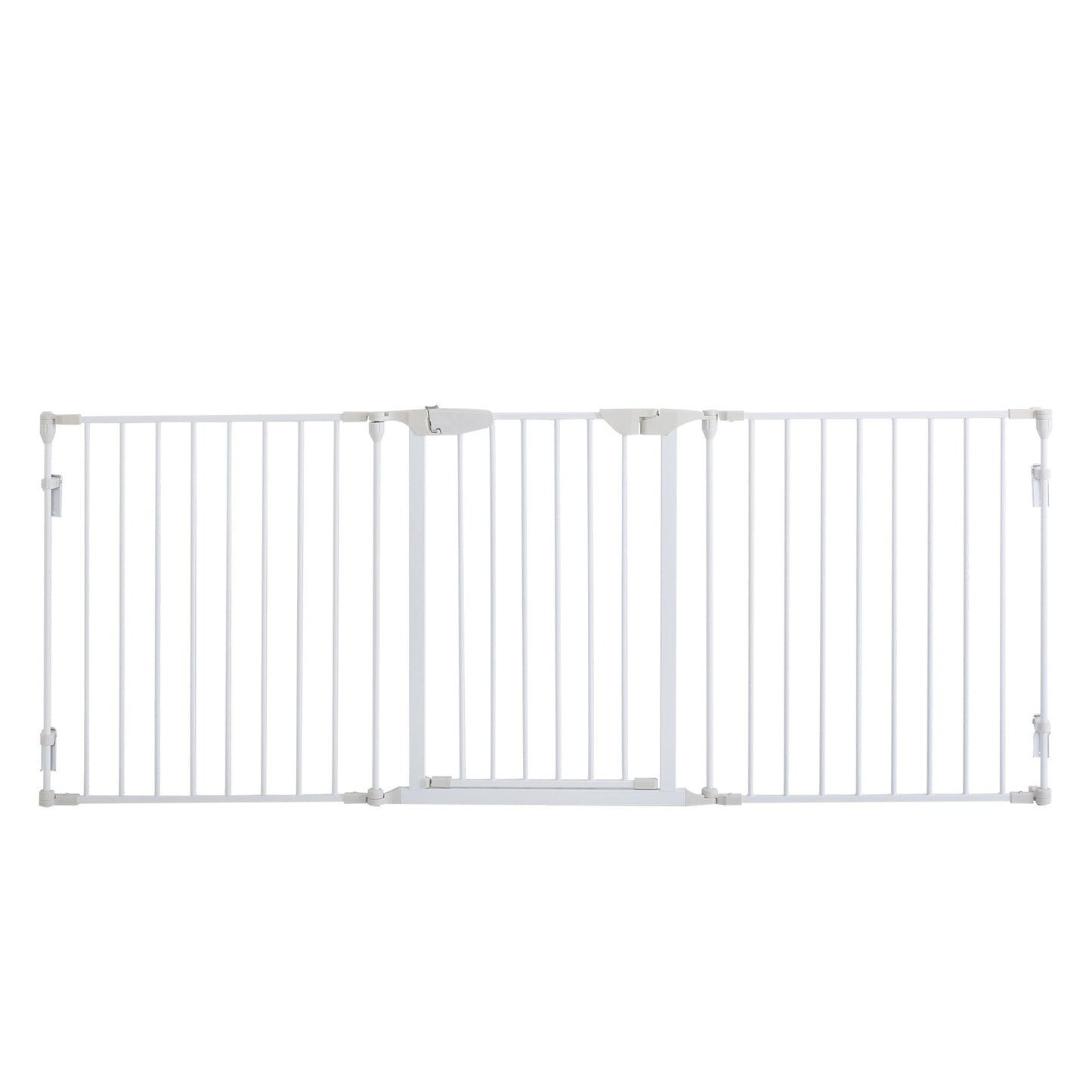 Pet Safety Gate, 3 Panels Playpen Fireplace, Metal Fence, Stair Barrier, Room Divider w/ Walk-Through Door - White