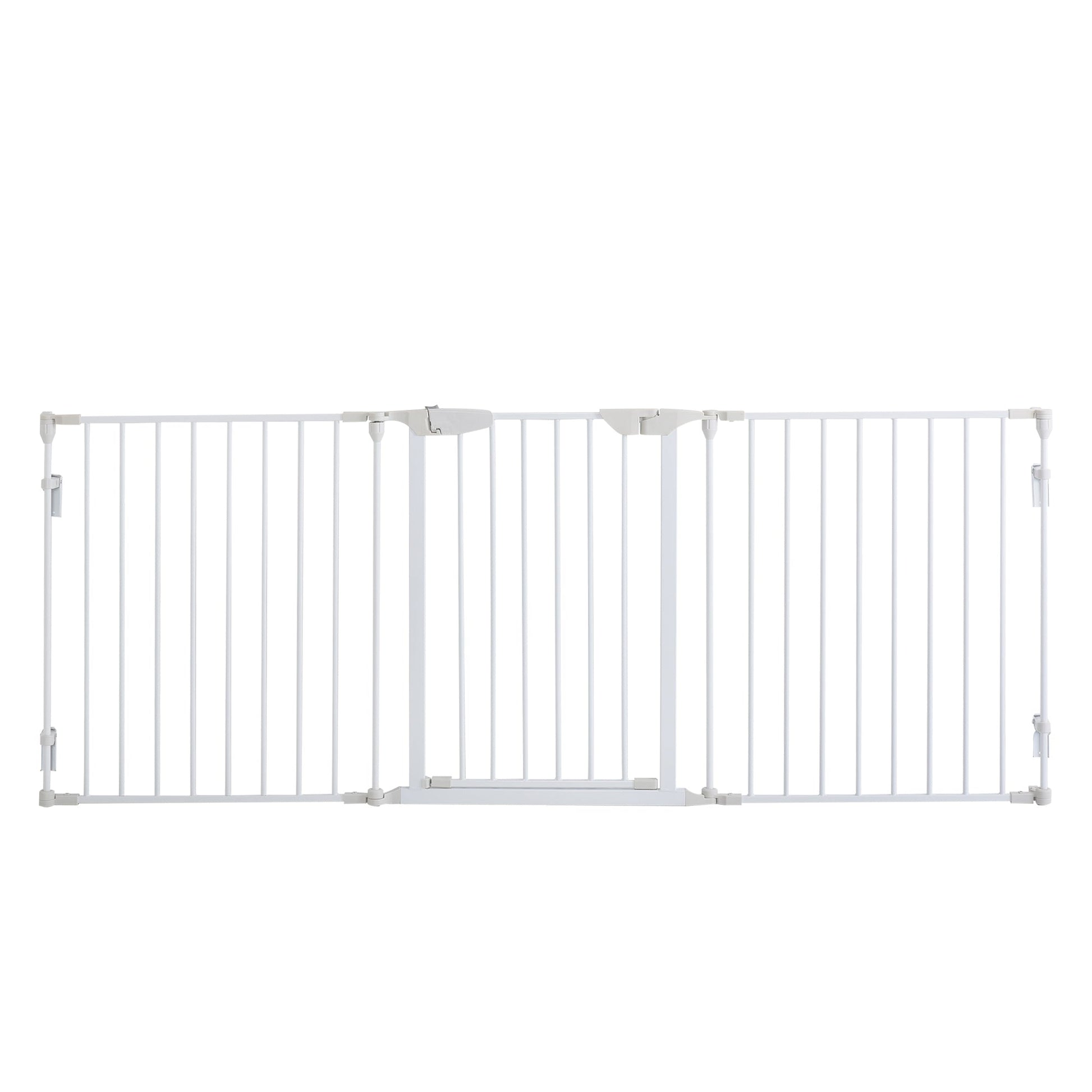 Pet Safety Gate, 3 Panels Playpen Fireplace, Metal Fence, Stair Barrier, Room Divider w/ Walk-Through Door - White