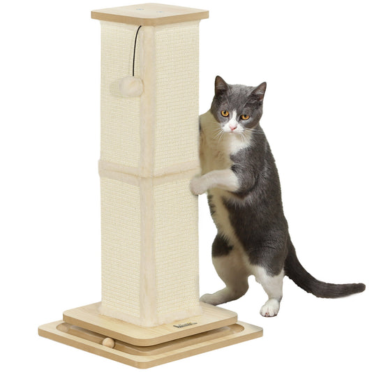 Cat Scratching Post, 67cm Cat Scratcher with Sisal Scratching Post, Track Ball Toy, Hanging Ball, 3 in 1 Cat Scratcher Post for Indoor Kittens