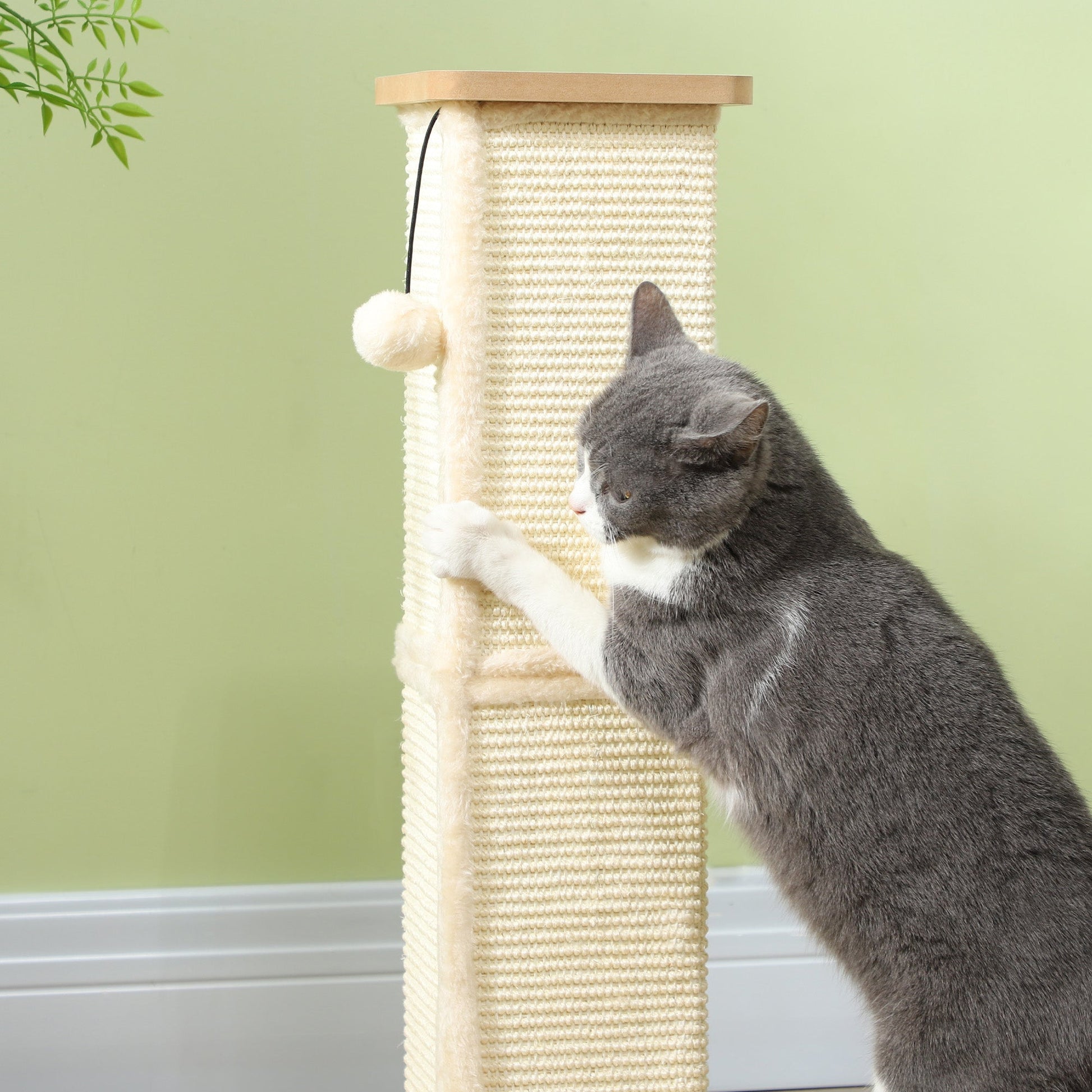 Cat Scratching Post, 67cm Cat Scratcher with Sisal Scratching Post, Track Ball Toy, Hanging Ball, 3 in 1 Cat Scratcher Post for Indoor Kittens