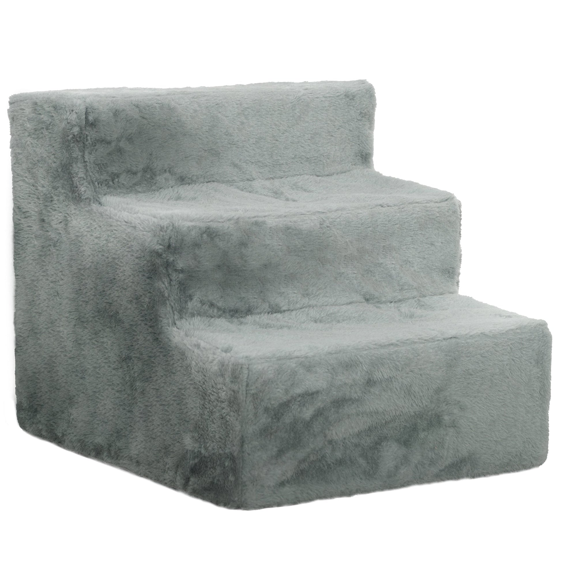 Dog Steps for Sofa, 3 Steps Dog Stairs, Pet Stairs, with Washable Plush Cover, for Small Breeds, Cats - Light Grey