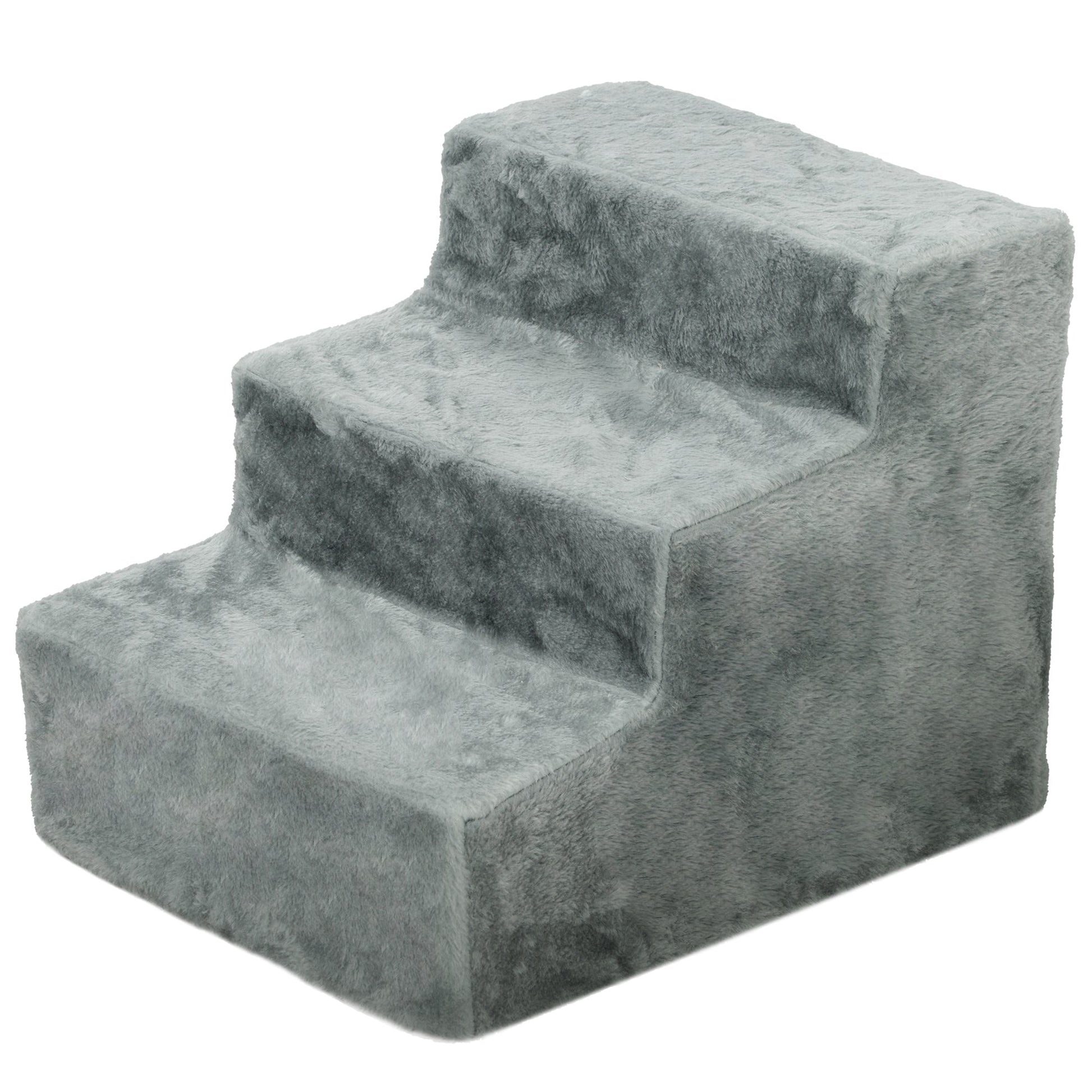 Dog Steps for Sofa, 3 Steps Dog Stairs, Pet Stairs, with Washable Plush Cover, for Small Breeds, Cats - Light Grey