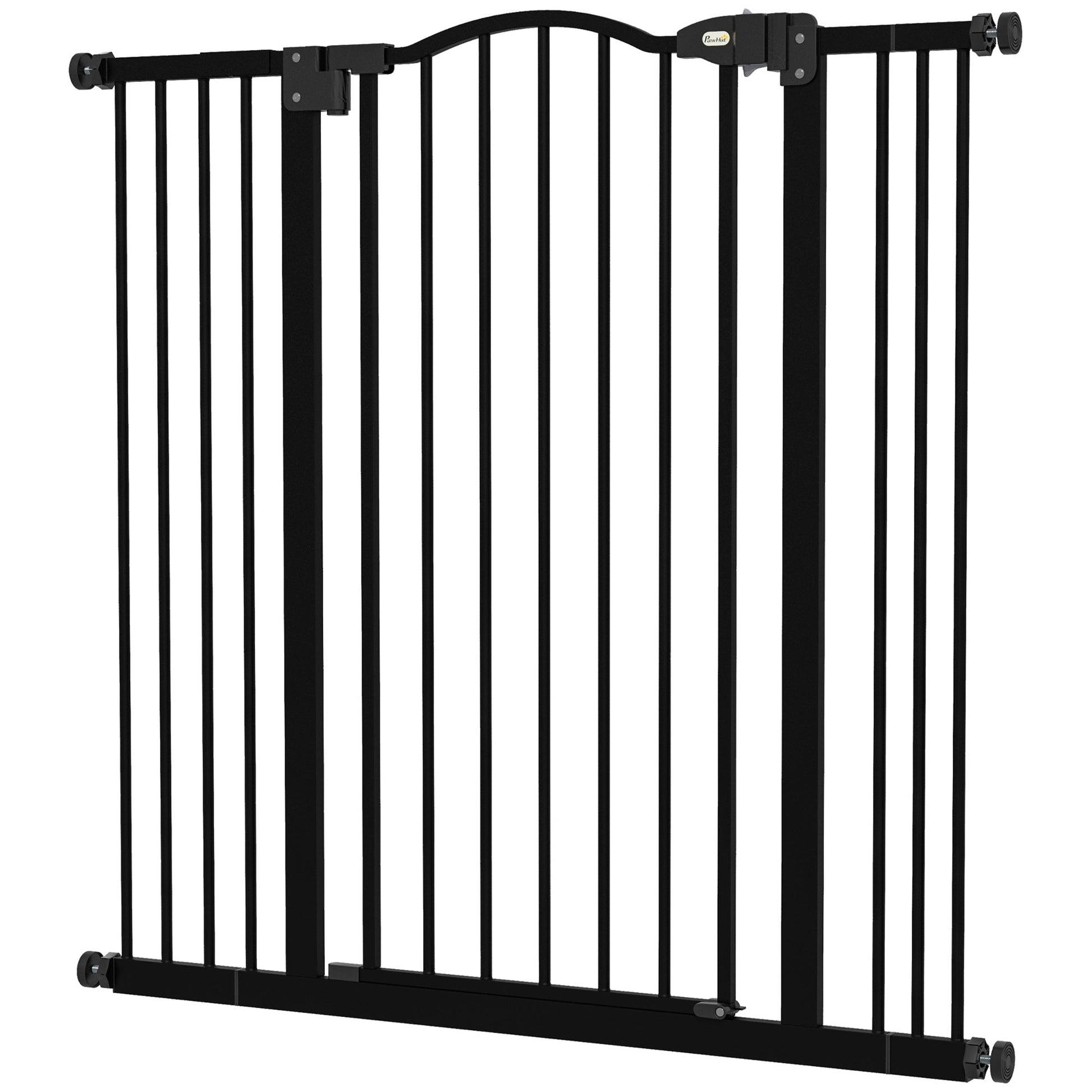 Pressure Fit Dog Stair Gate No Drilling Safety Gate Auto Close for Doorways, Hallways, 74-100cm Adjustable, 94cm Tall, Black