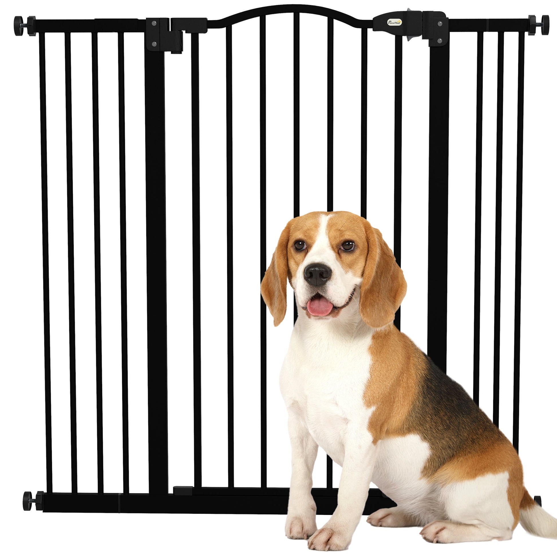 Pressure Fit Dog Stair Gate No Drilling Safety Gate Auto Close for Doorways, Hallways, 74-100cm Adjustable, 94cm Tall, Black