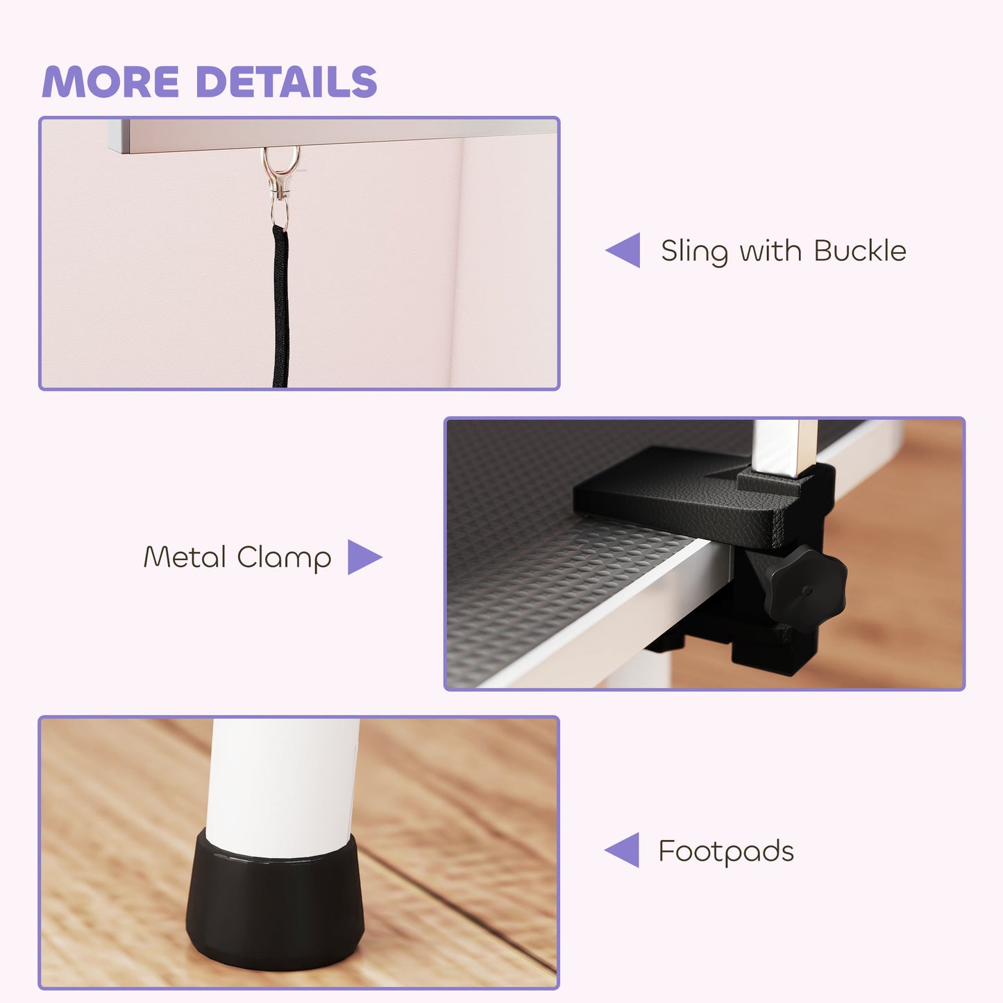 32" Foldable Dog Grooming Table Pet Drying Beauty Table with 20-60cm Adjustable Arm, Rubber Top, Black