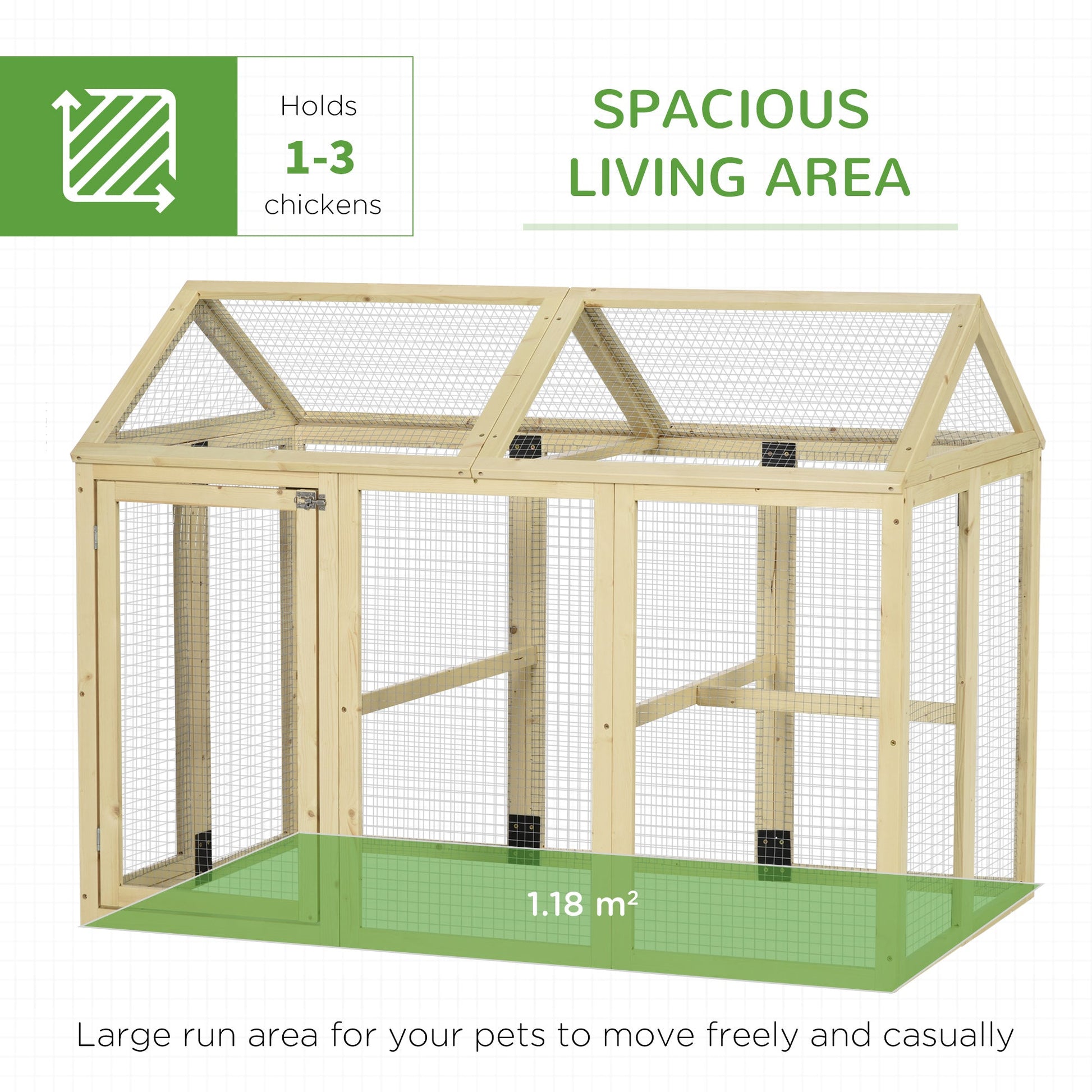 Large Chicken Run, Wooden Chicken Coop, Pet Playpen w/ Combinable Design - Natural Wood Finish