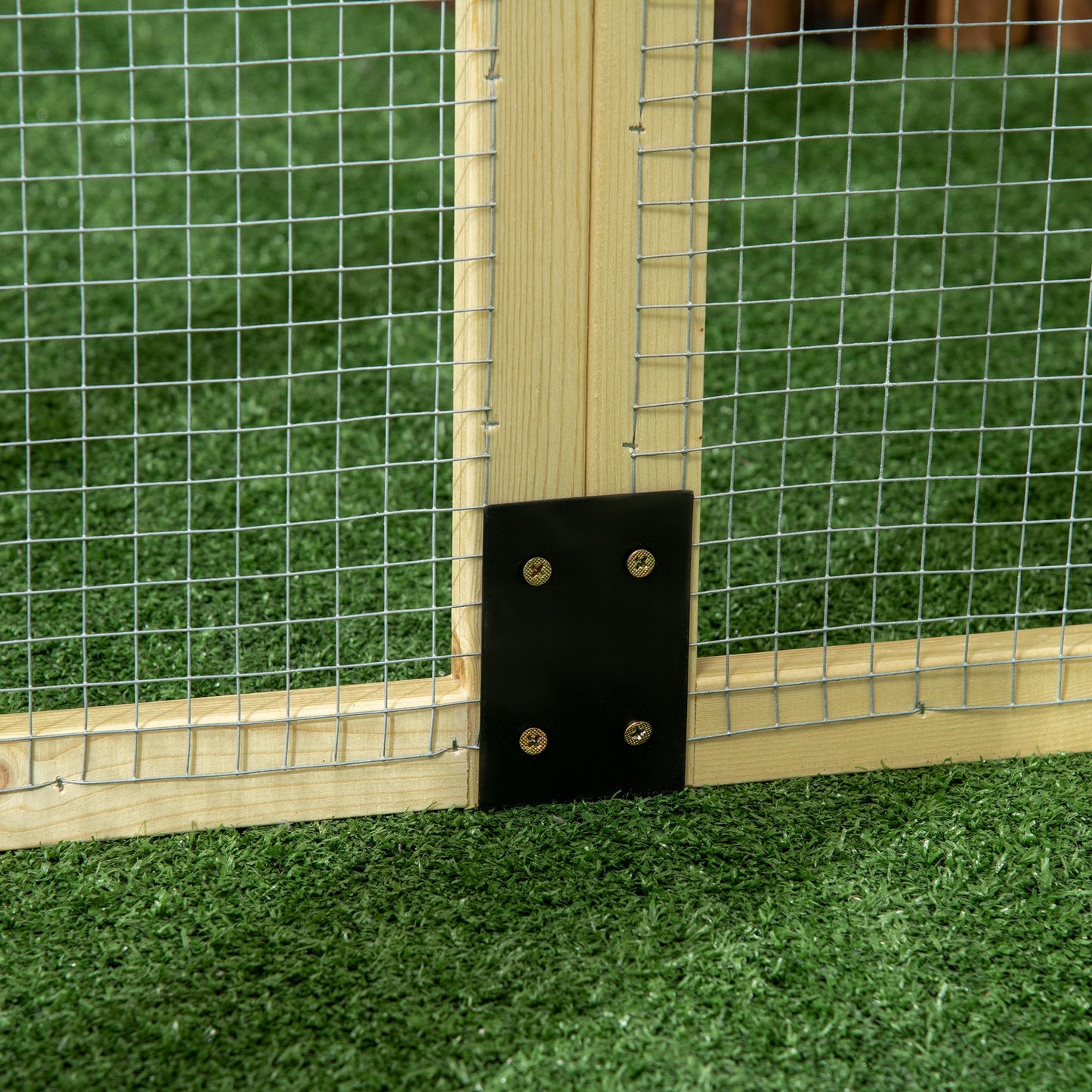 Large Chicken Run, Wooden Chicken Coop, Pet Playpen w/ Combinable Design - Natural Wood Finish