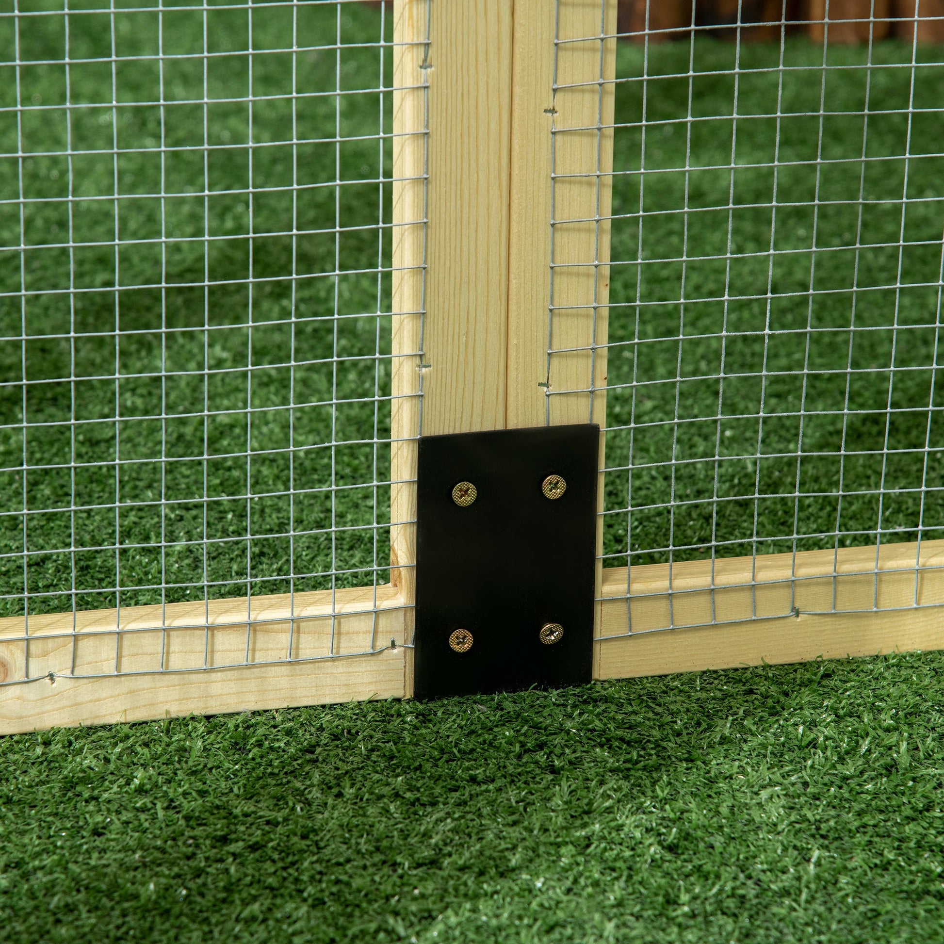 Large Chicken Run, Wooden Chicken Coop, Pet Playpen w/ Combinable Design - Natural Wood Finish