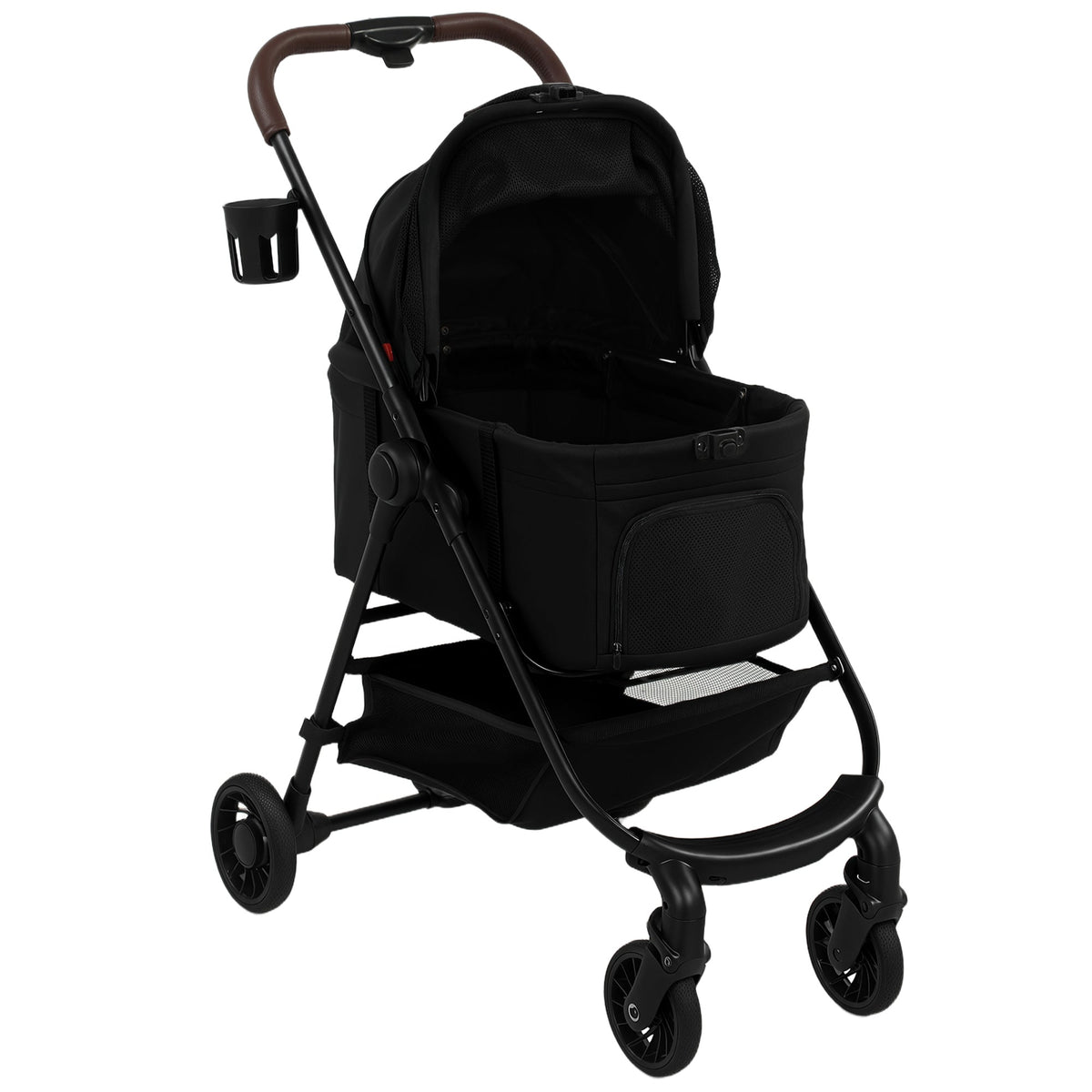 Dog Stroller, 3 in 1 Foldable Pet Stroller for Small Puppy Cat with Detachable Travel Carrier, 4 Wheels Dog Pram with Storage Basket, Seat Leashes, Mesh Window, Black