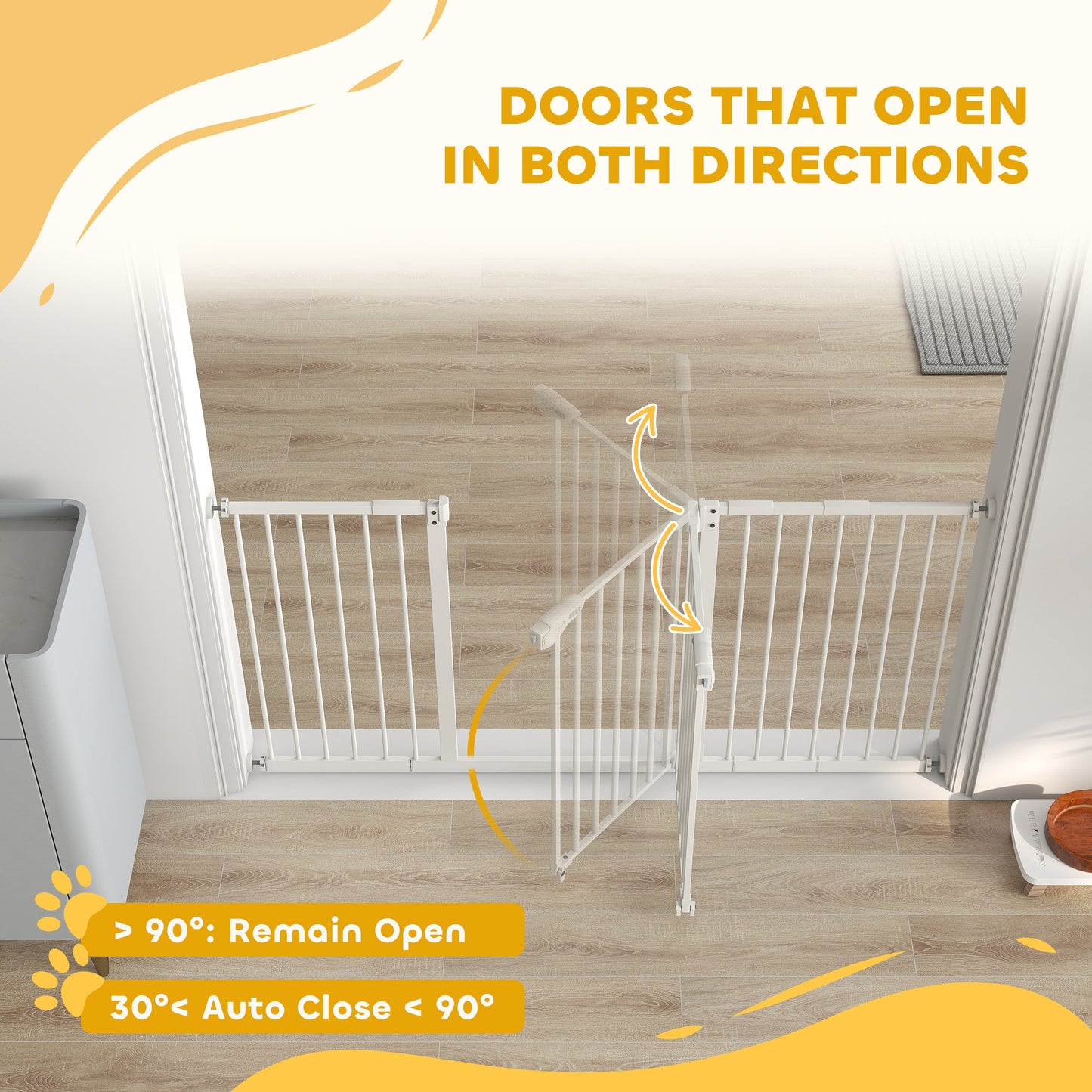 Dog Gate Stair Gate Pressure Fit Pets Barrier Auto Close for Doorway Hallway, 74-148cm Wide Adjustable, White