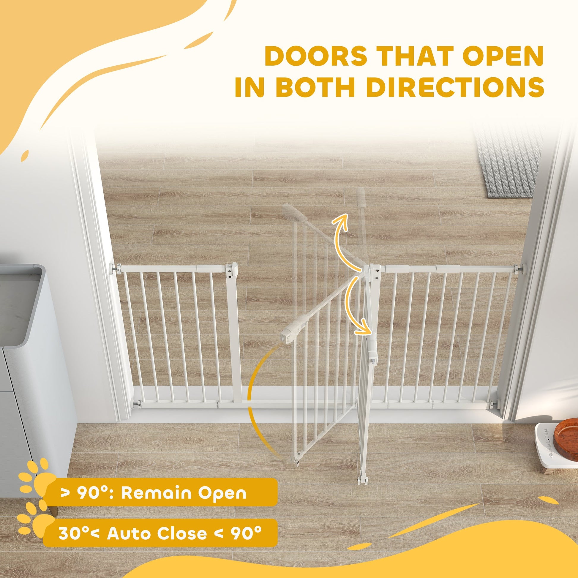 Dog Gate Stair Gate Pressure Fit Pets Barrier Auto Close for Doorway Hallway, 74-148cm Wide Adjustable, White