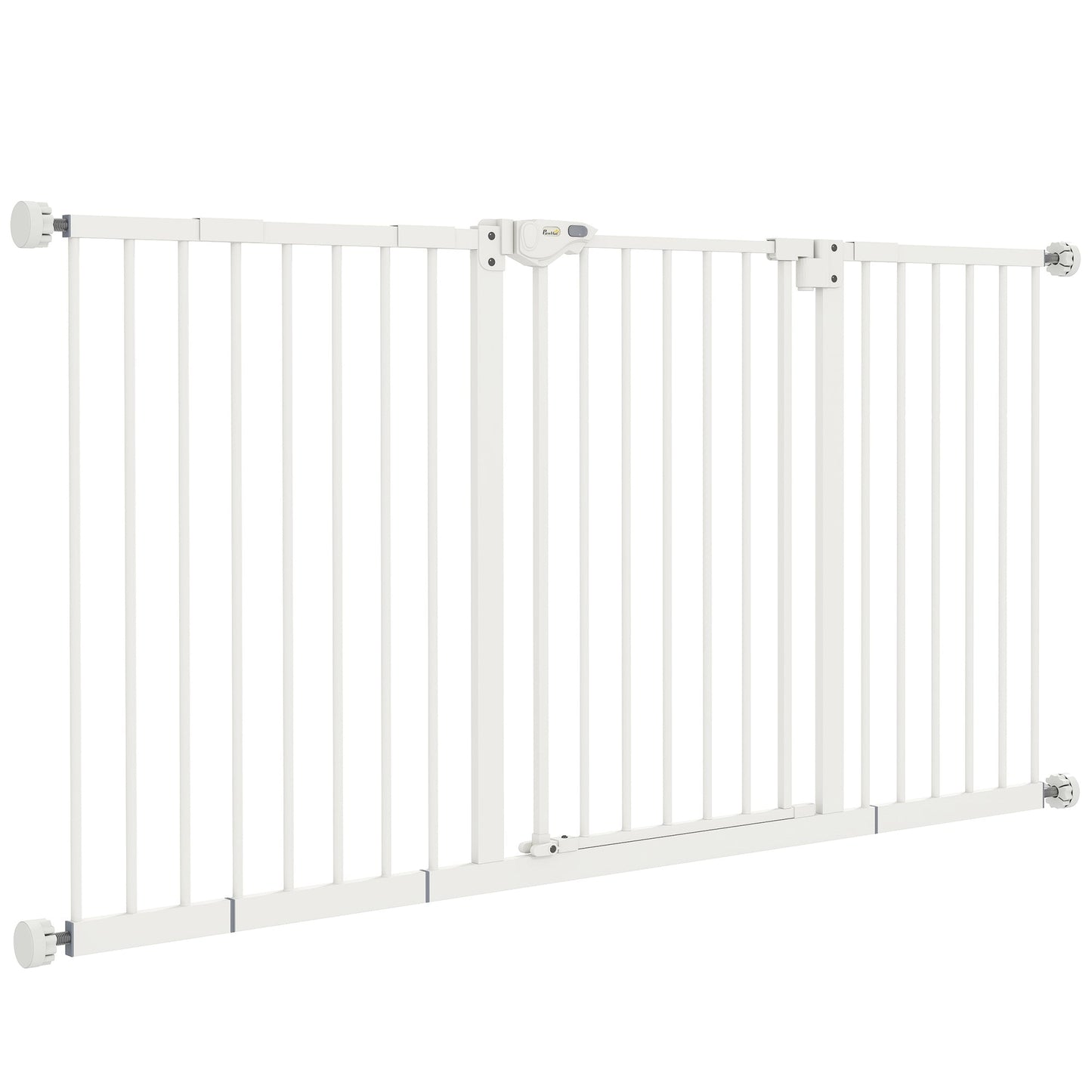 Dog Gate Stair Gate Pressure Fit Pets Barrier Auto Close for Doorway Hallway, 74-148cm Wide Adjustable, White