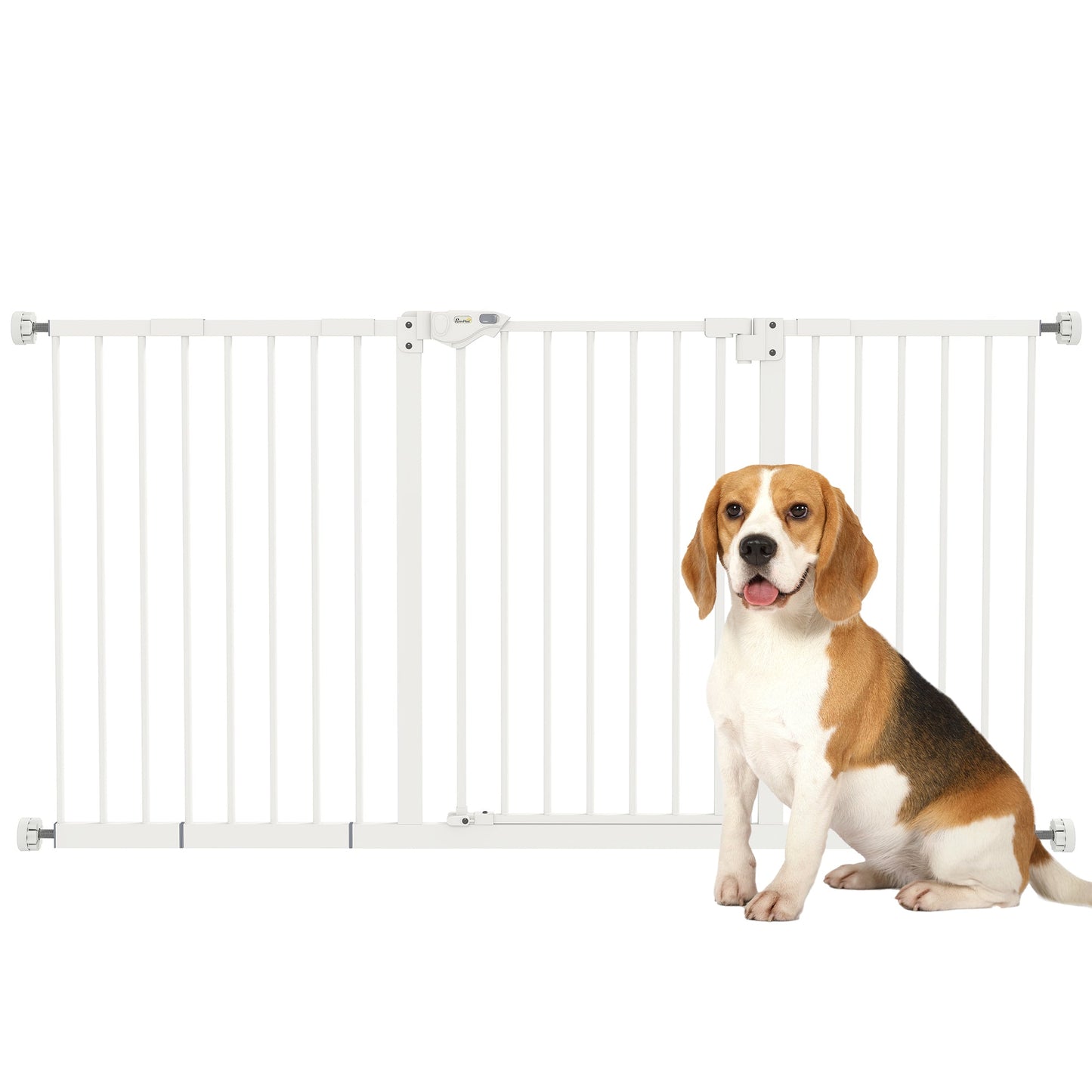 Dog Gate Stair Gate Pressure Fit Pets Barrier Auto Close for Doorway Hallway, 74-148cm Wide Adjustable, White