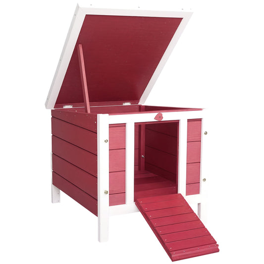Wooden Rabbit Hutch Outdoor, Guinea Pig Hutch, Rabbit Hideaway, Cat House, Bunny Cage Small Animal House with Openable Roof, 51 x 42 x 43 cm, Red