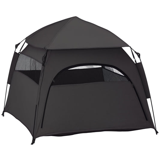 Foldable Dog Cat Tent, Portable Pet Playpen with Water-Resistant Oxford Cloth, Carry Bag, Exercise Tent for Extra Large Dog, Cat, Indoor Outdoor Use, Charcoal Grey