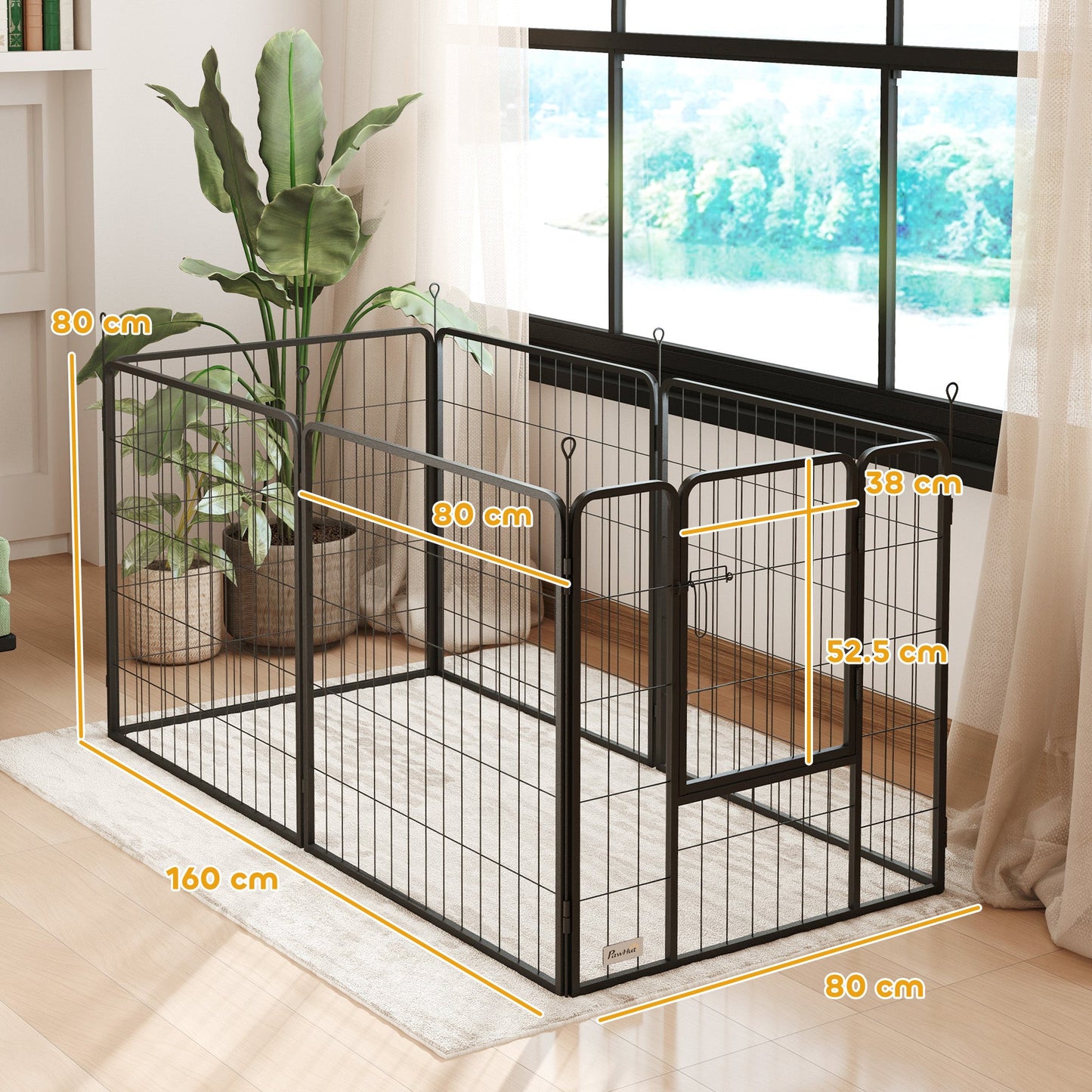 Dog Pen 6 Panels Puppy Pen Heavy Duty Pet Playpen for Indoor Outdoor for Dogs, Rabbits, Ducks 80cm High