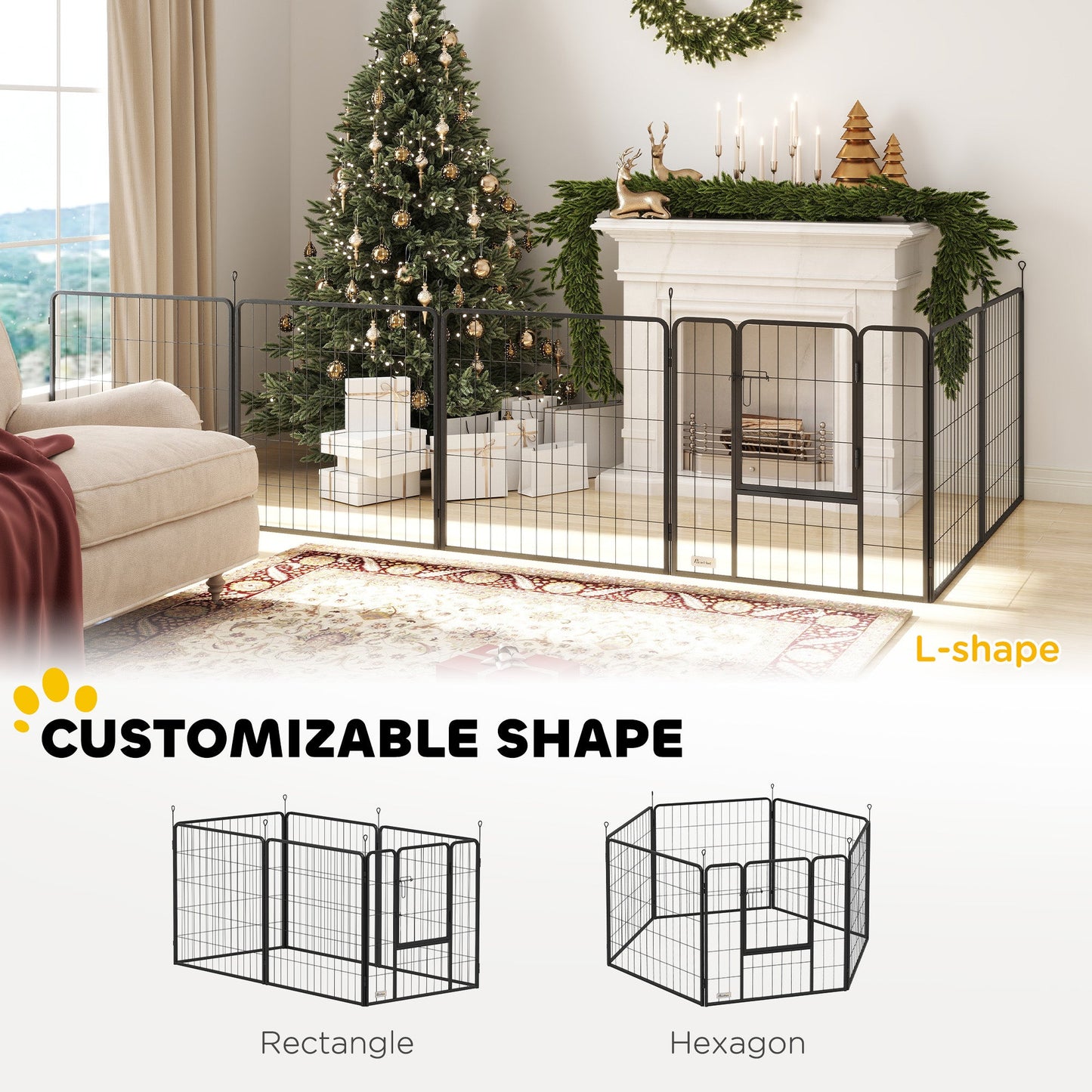 Dog Pen 6 Panels Puppy Pen Heavy Duty Pet Playpen for Indoor Outdoor for Dogs, Rabbits, Ducks 80cm High