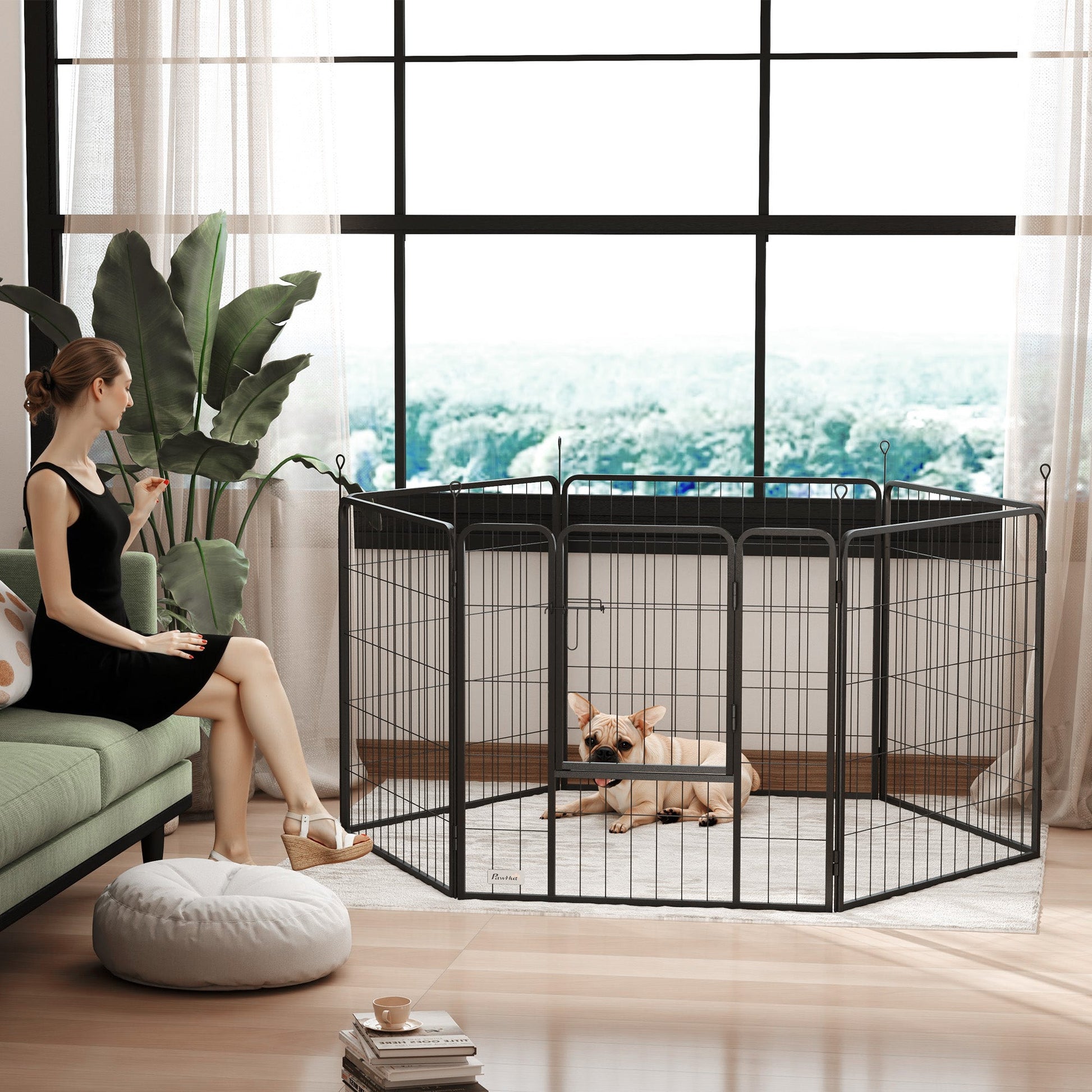 Dog Pen 6 Panels Puppy Pen Heavy Duty Pet Playpen for Indoor Outdoor for Dogs, Rabbits, Ducks 80cm High