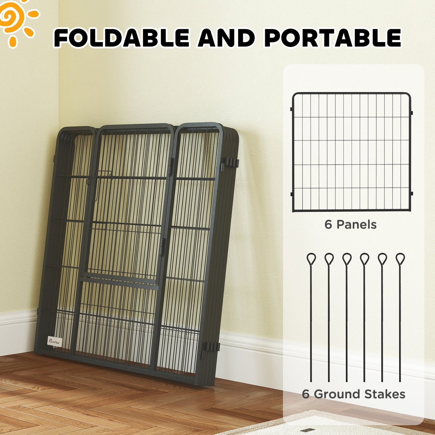 Dog Pen 6 Panels Puppy Pen Heavy Duty Pet Playpen for Indoor Outdoor for Dogs, Rabbits, Ducks 80cm High