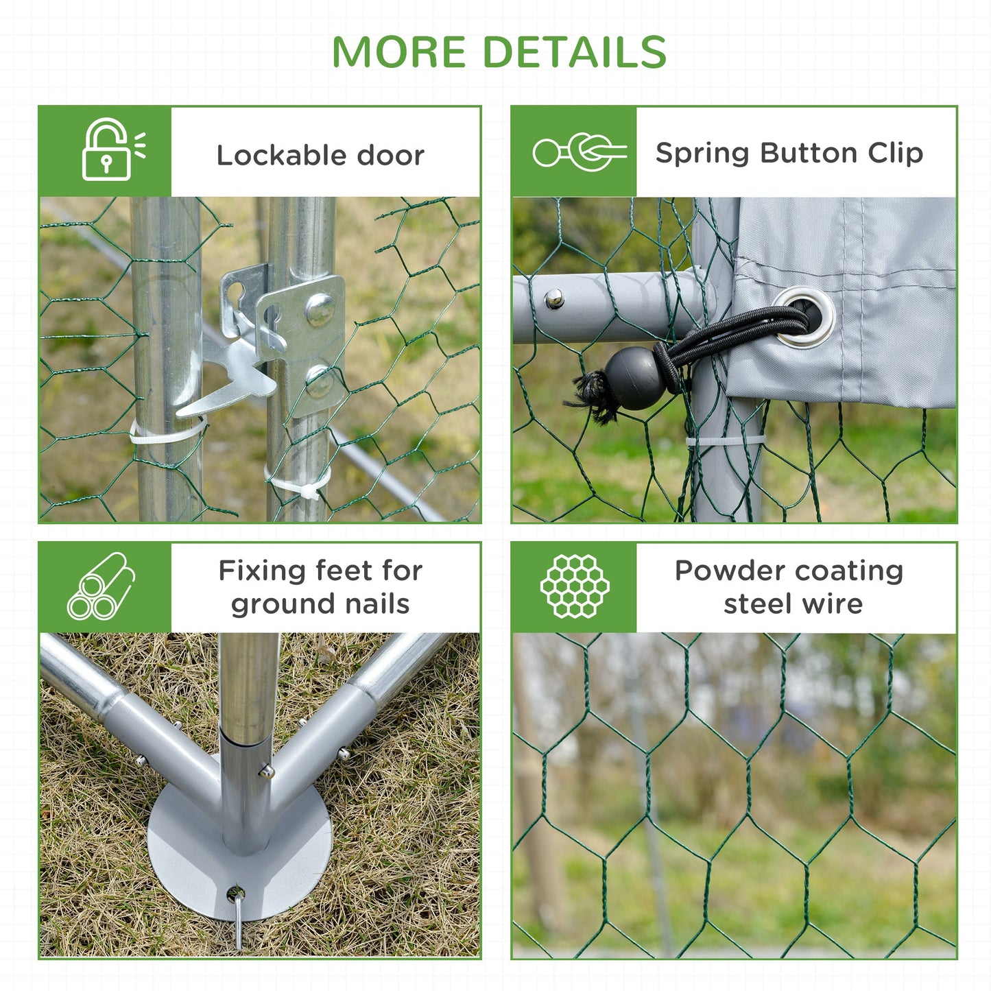 Walk In Chicken Run Galvanised Chicken Coop Hen Poultry House Cage Pet Playpen Garden with Two Water-Resist Covers, 7.6 x 2.8 x 2m