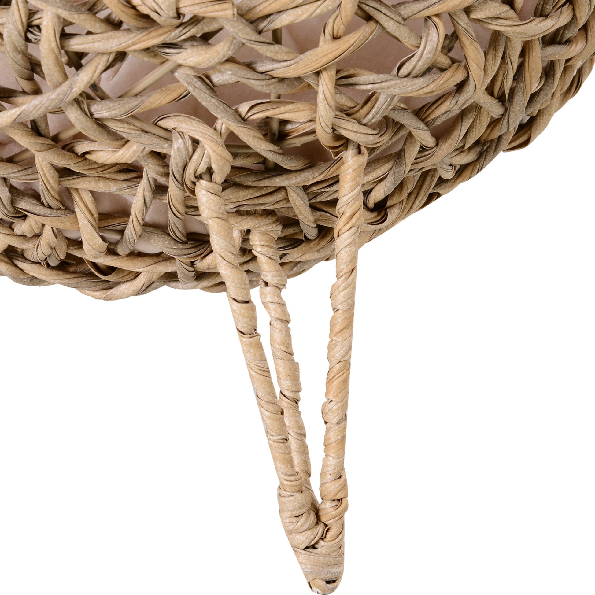 Wicker Cat House, Rattan Elevated Cat Bed with Three Tripod Legs, Ball-Shaped Cat Basket with Cushion - Natural Wood Finish