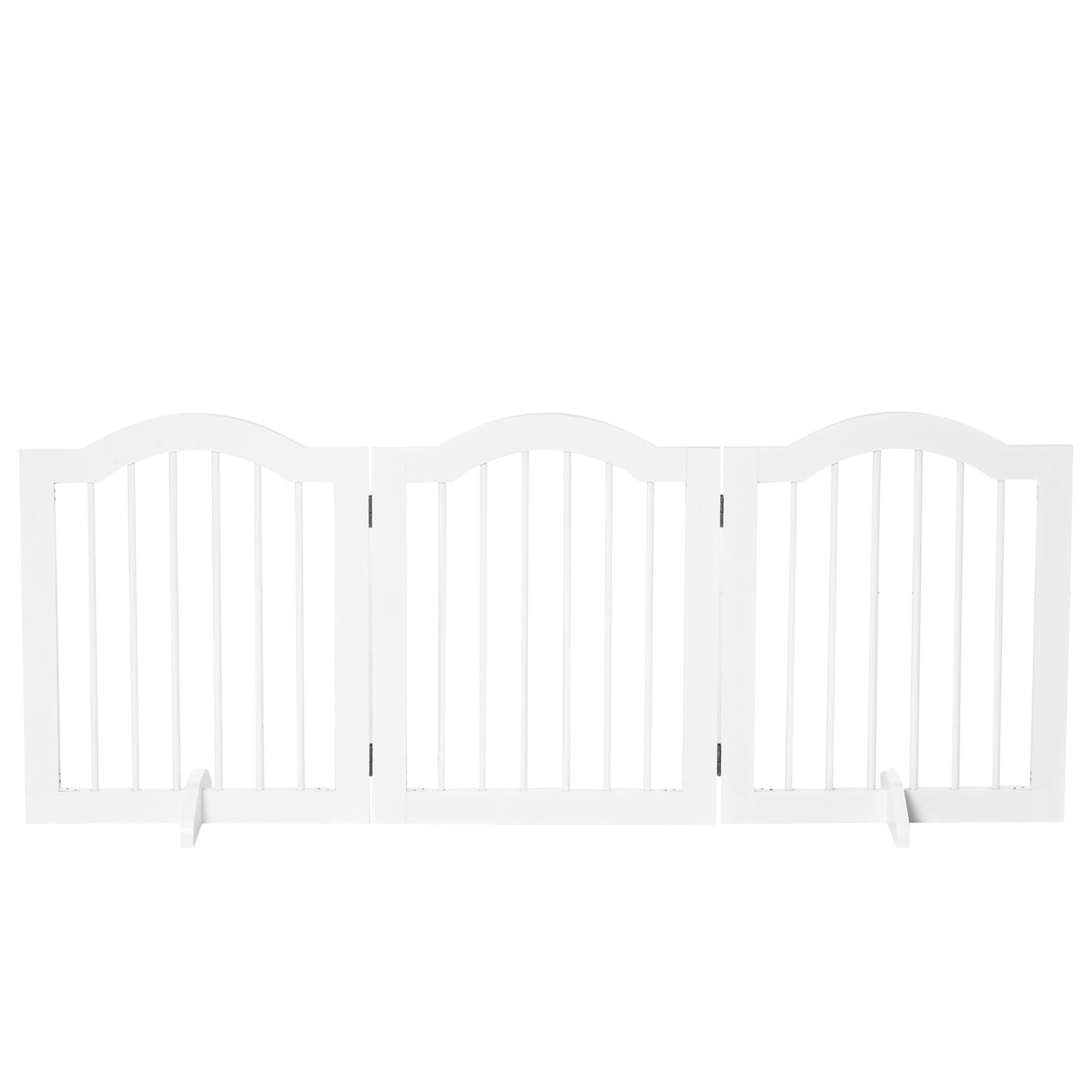 Freestanding Pet Gate Wooden Dog Gate with Support Feet Foldable Pet Fence Safety Barrier for the House Doorway Stairs White