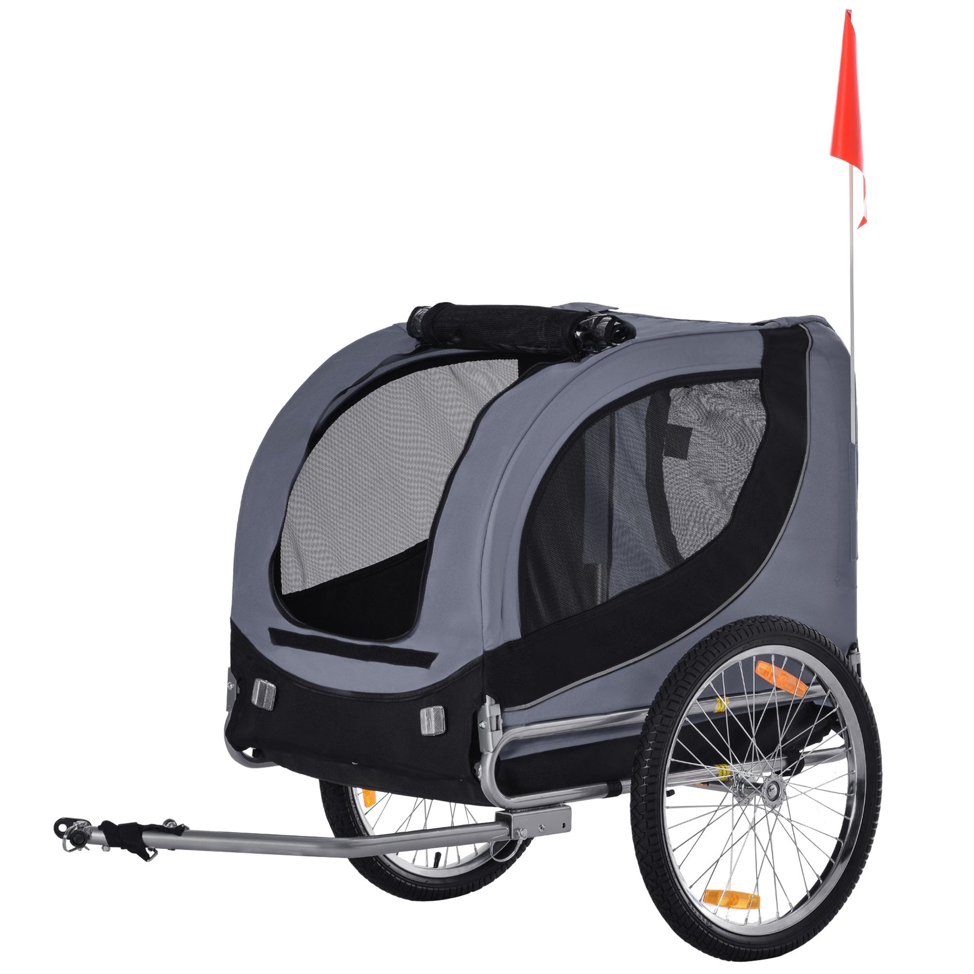 Steel Dog Bike Trailer Pet Cart Carrier for Bicycle Kit Water Resistant with Hitch Coupler Travel Grey and Black