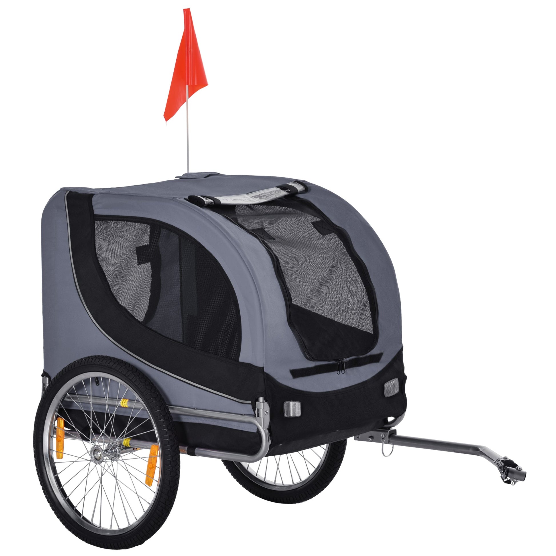 Steel Dog Bike Trailer Pet Cart Carrier for Bicycle Kit Water Resistant with Hitch Coupler Travel Grey and Black
